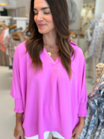 Celeste Collar Top - Bright Pink