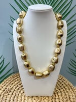 Metallic Gold Pebble Necklace