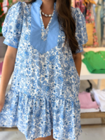 Entro Blue Floral Mini Dress