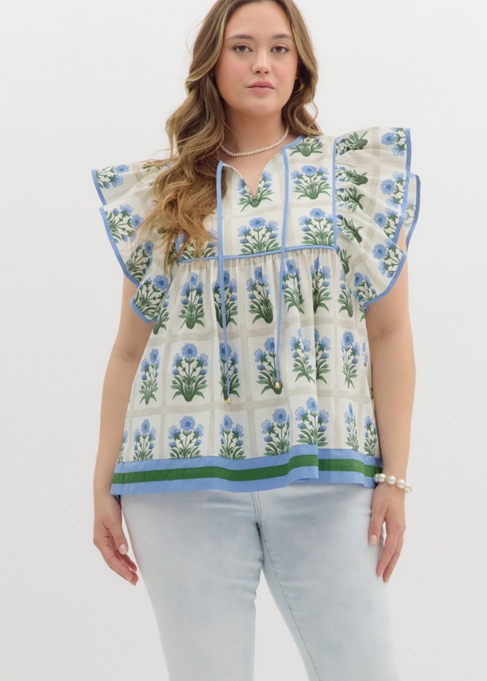 Entro Blu Bell Tie Top