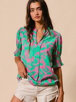 Smocked Cuff Sleeve Floral Top