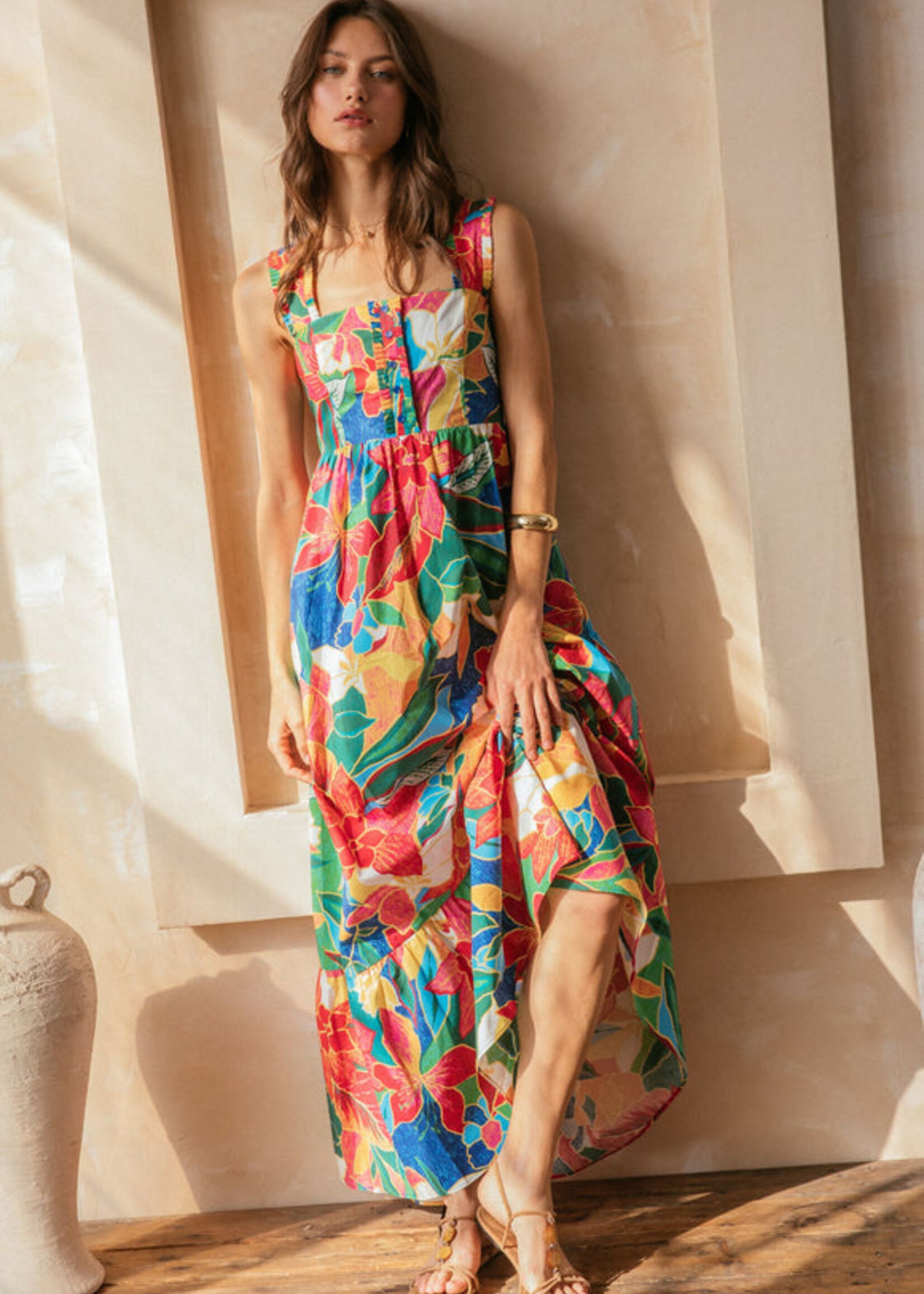 Skies Are Blue Tropical Tiered Dress