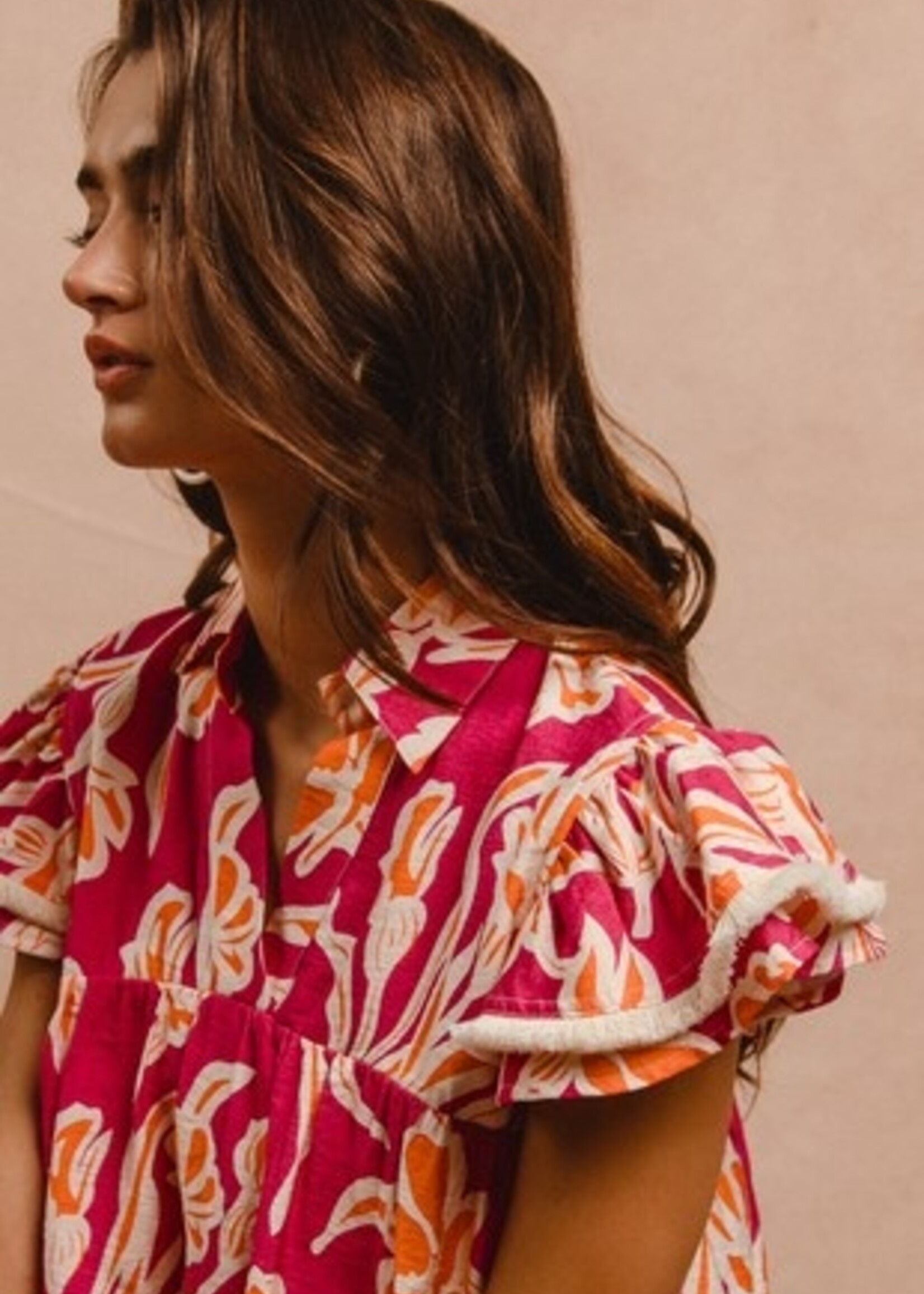 Woven Print With Trim Top