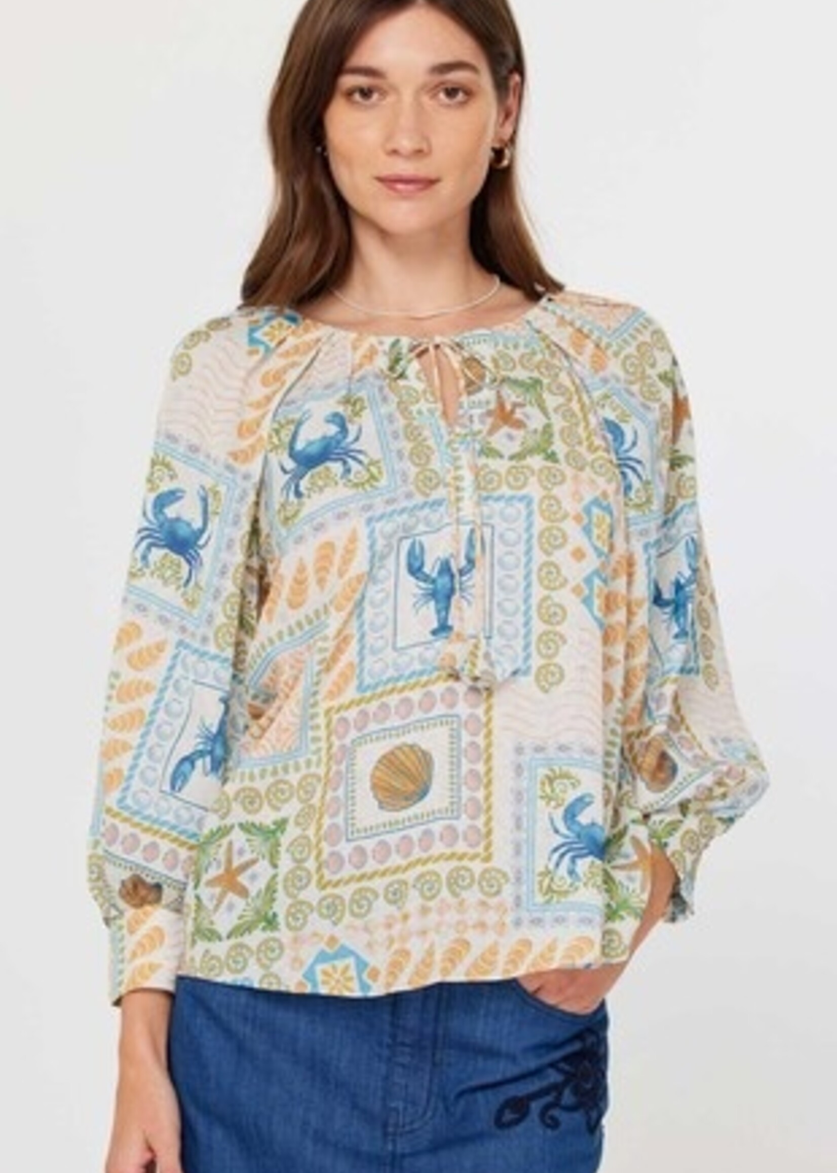 Split Neck Blouse - Seashell