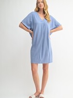 Fun2 Fun Linen Mini Dress - Chambray