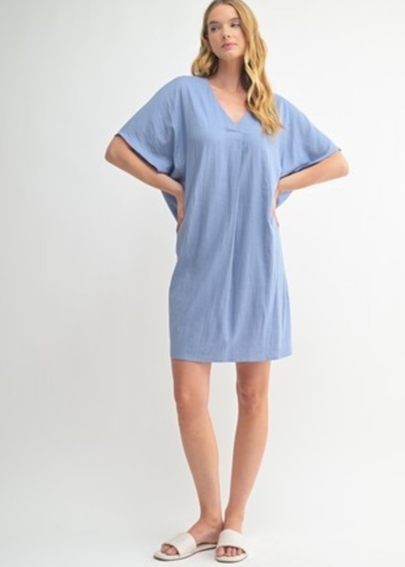 Fun2 Fun Linen Mini Dress - Chambray
