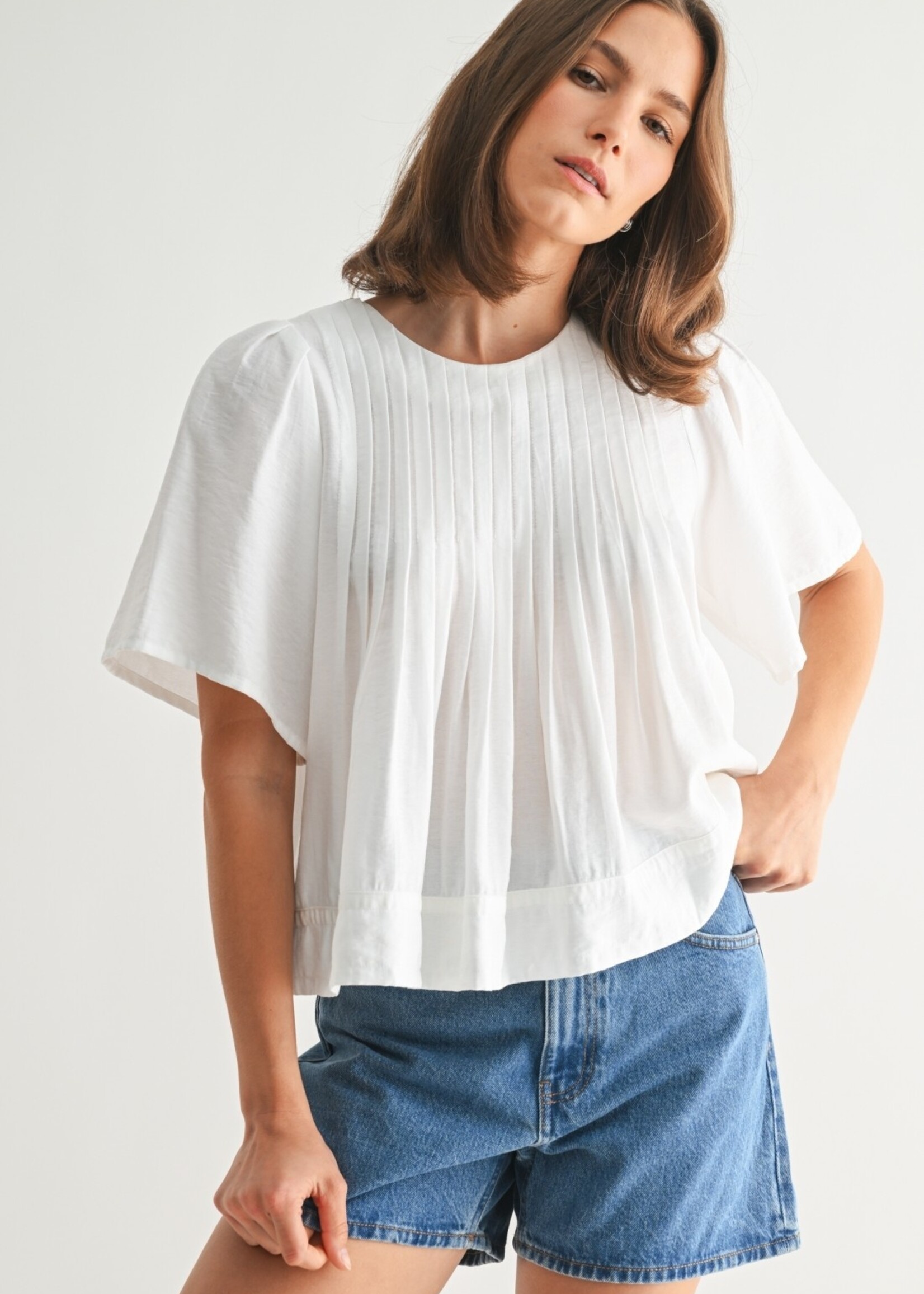 Fun2 Fun White Pin Tuck Blouse