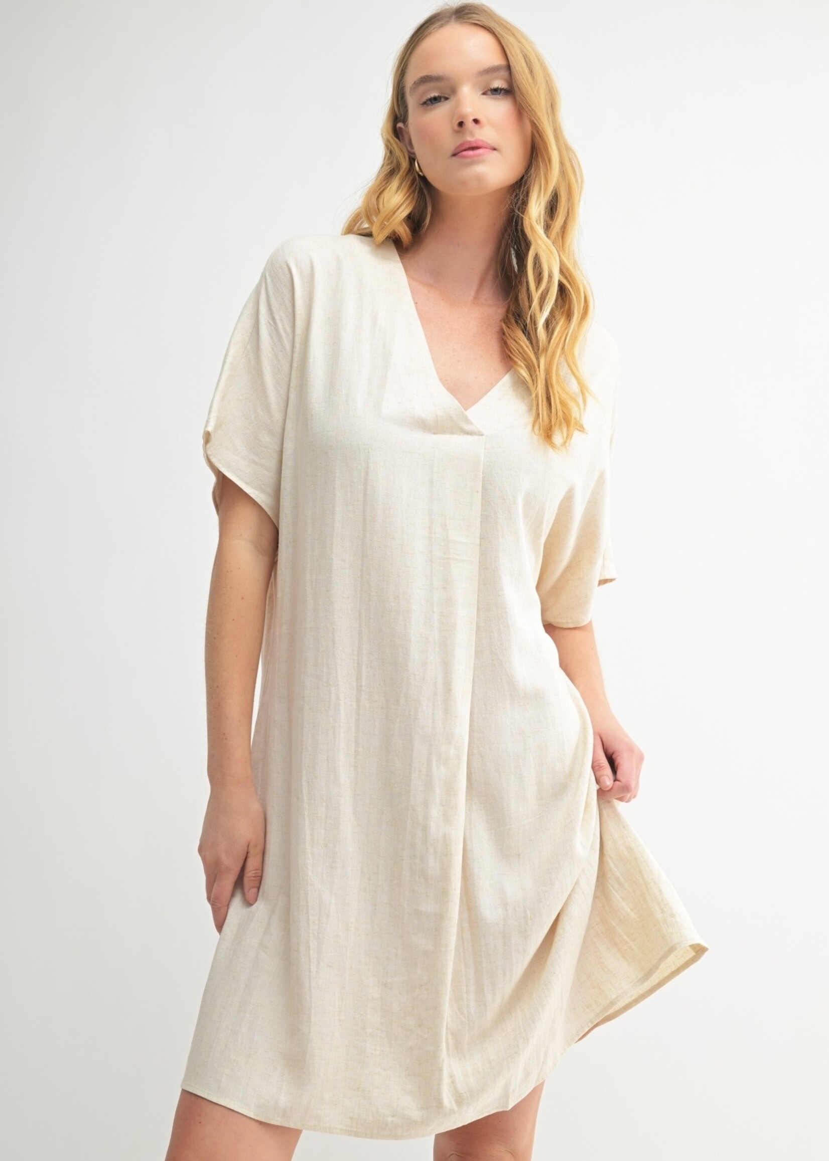 Fun2 Fun Linen Mini Dress - Natural