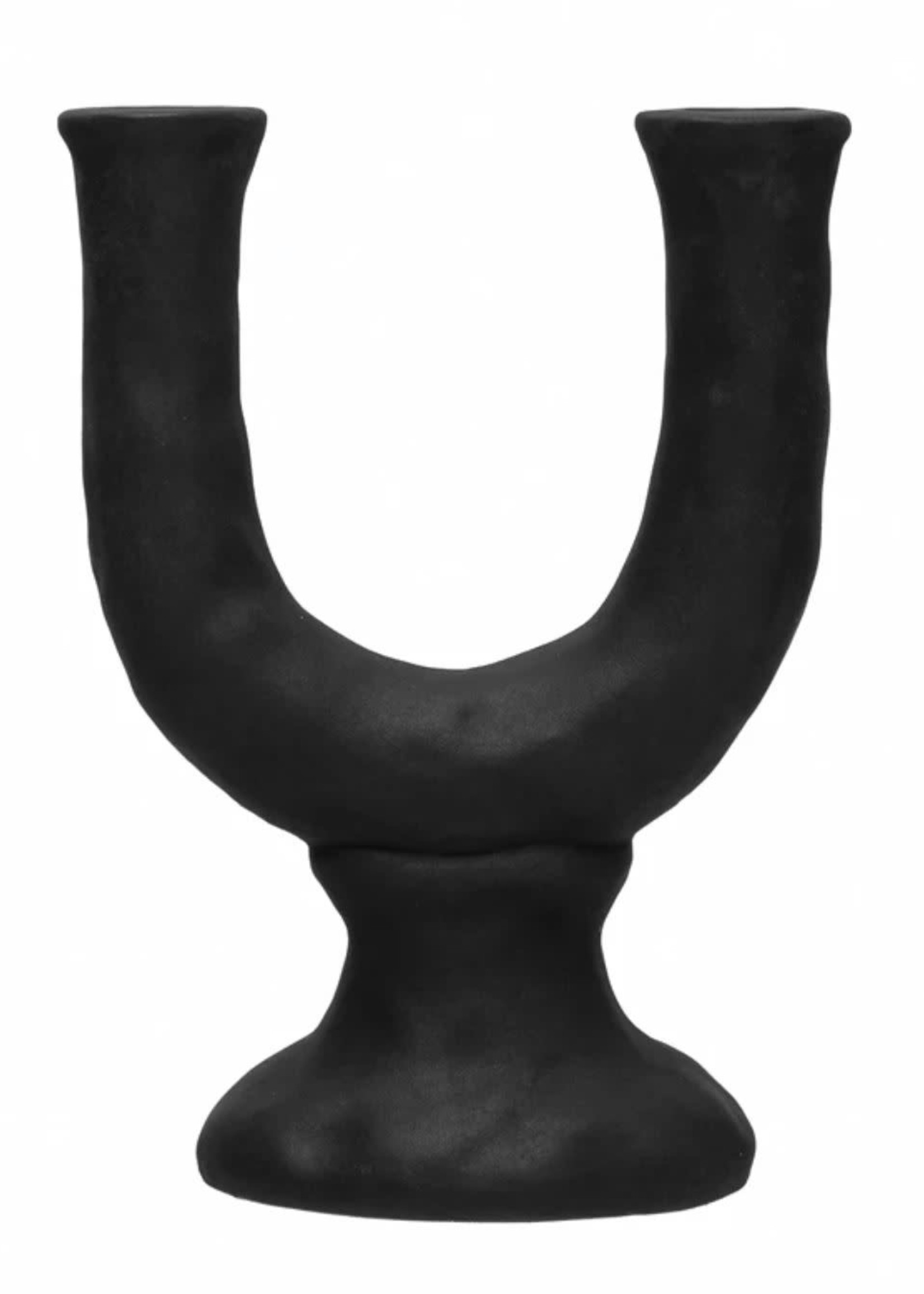 Black Stoneware Taper Holder