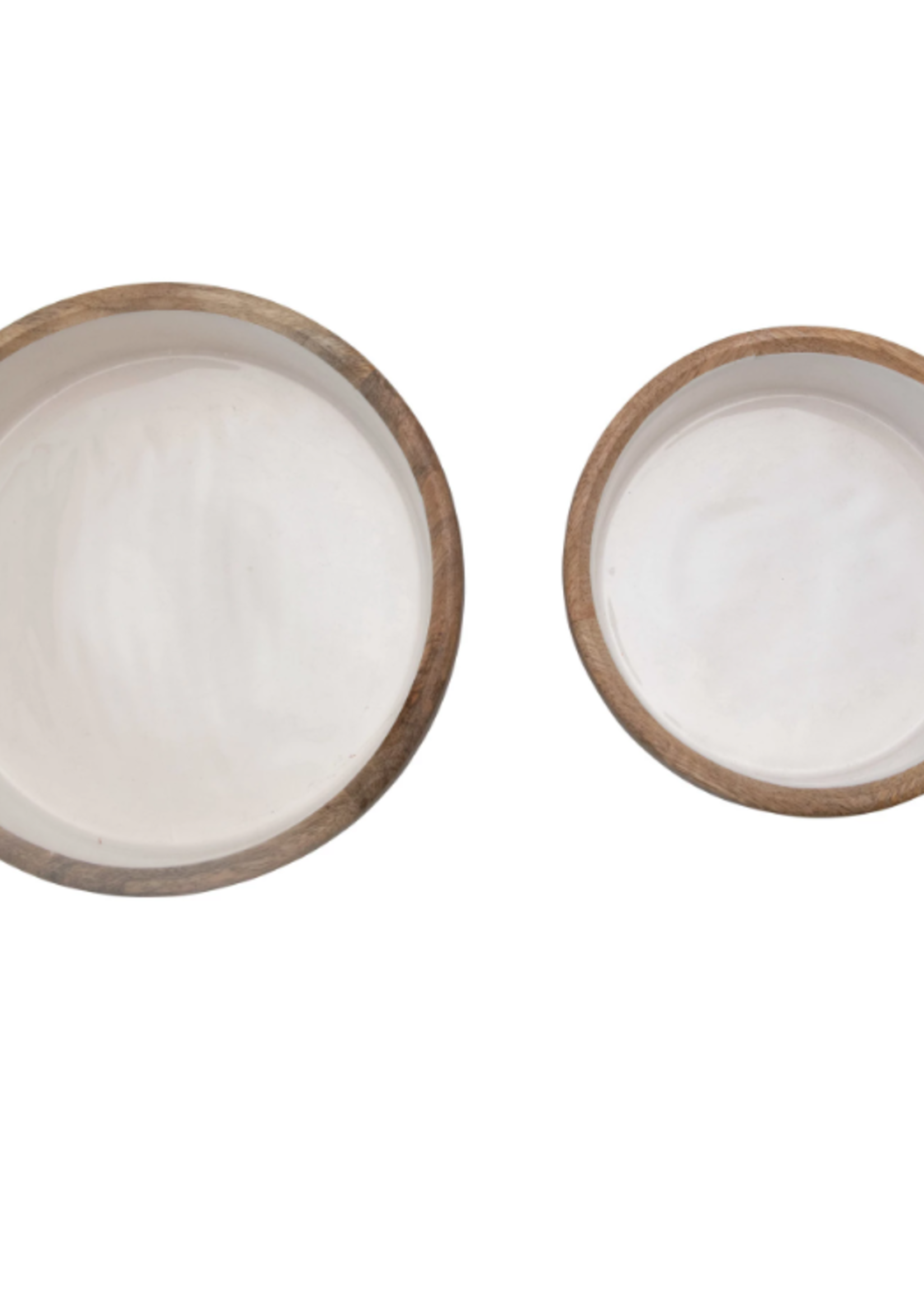 Wooden & White Enamel Bowl