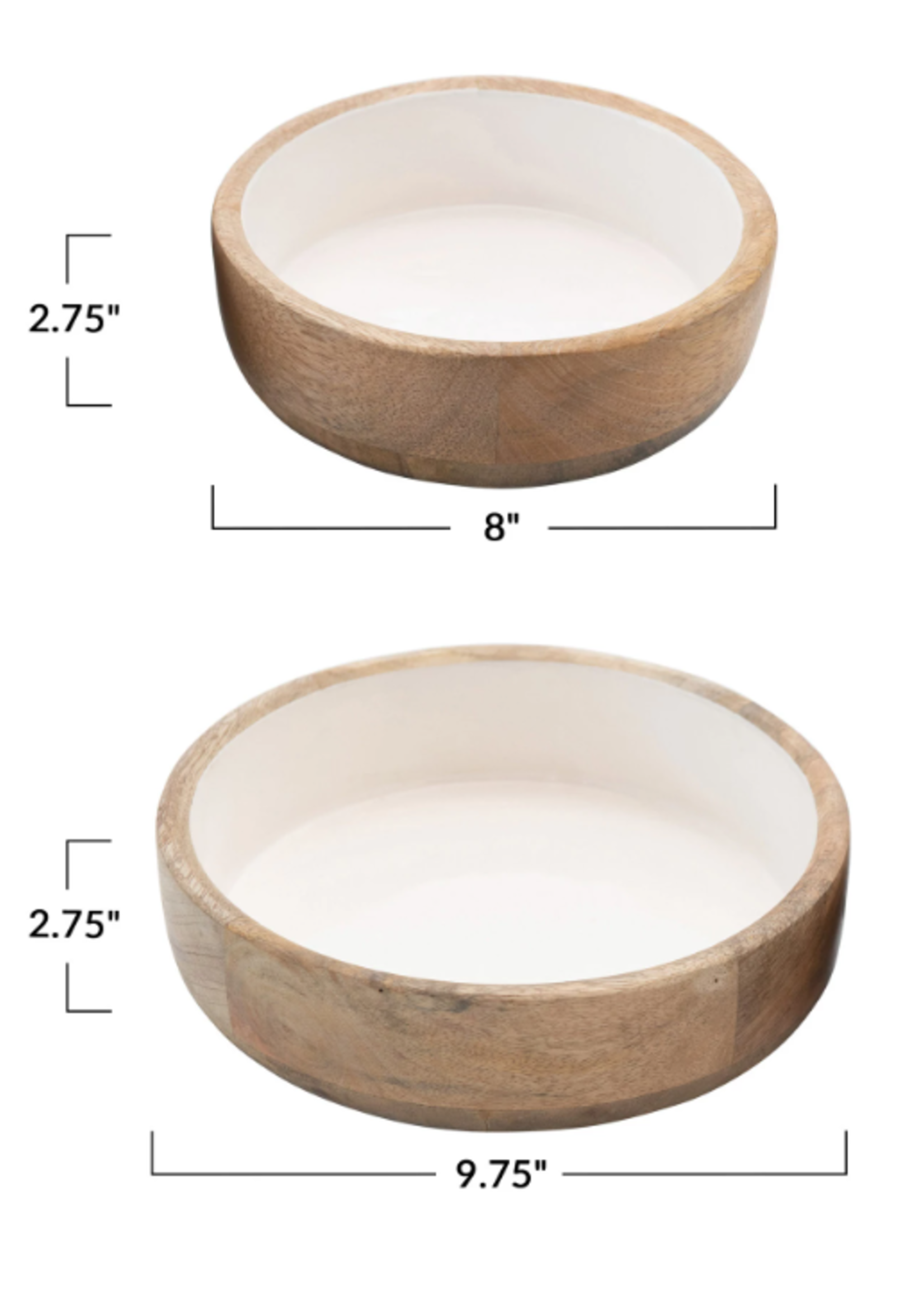 Wooden & White Enamel Bowl