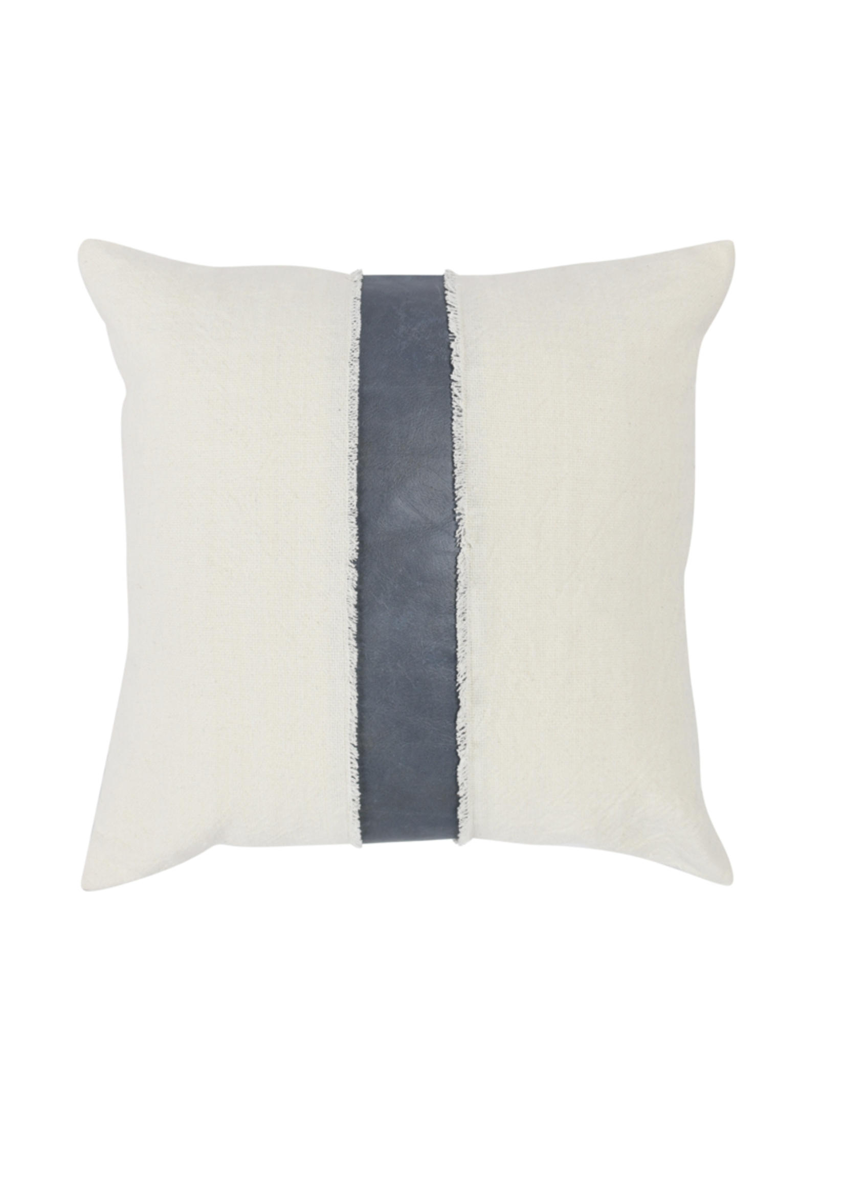 Blue Leather Stripe Pillow 26x26