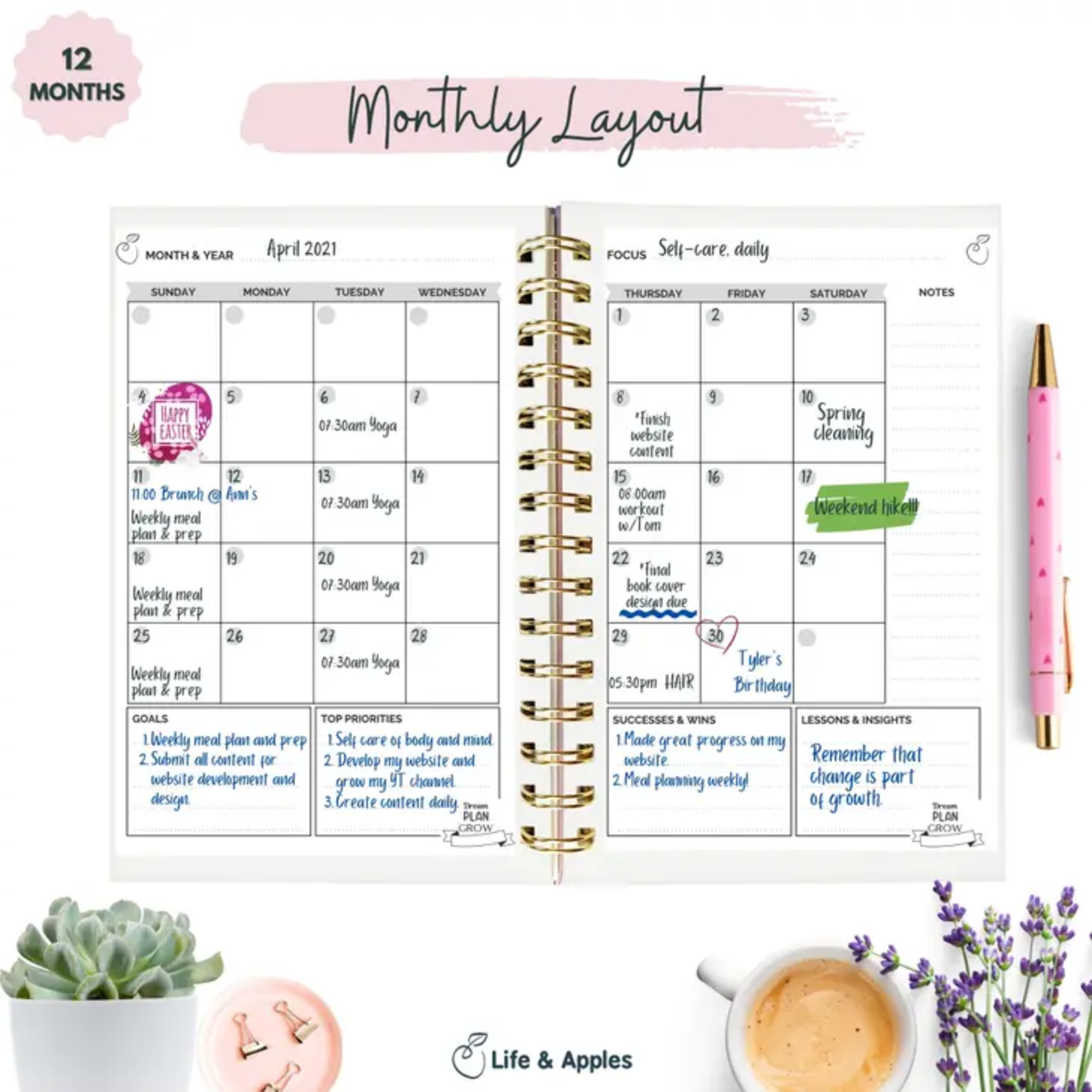 Life & Apples Weekly Planner, Blue