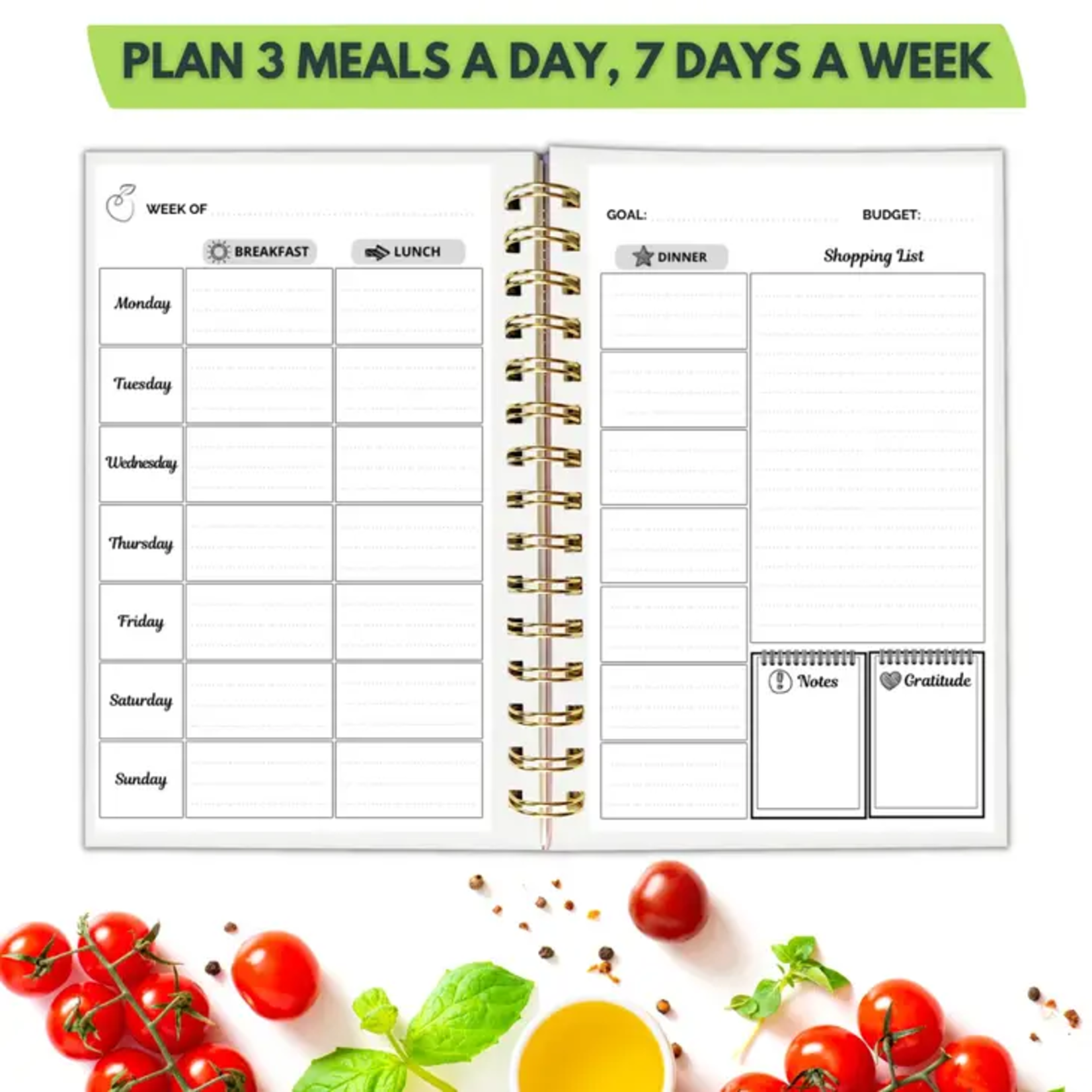 Life & Apples Meal Planner, Green