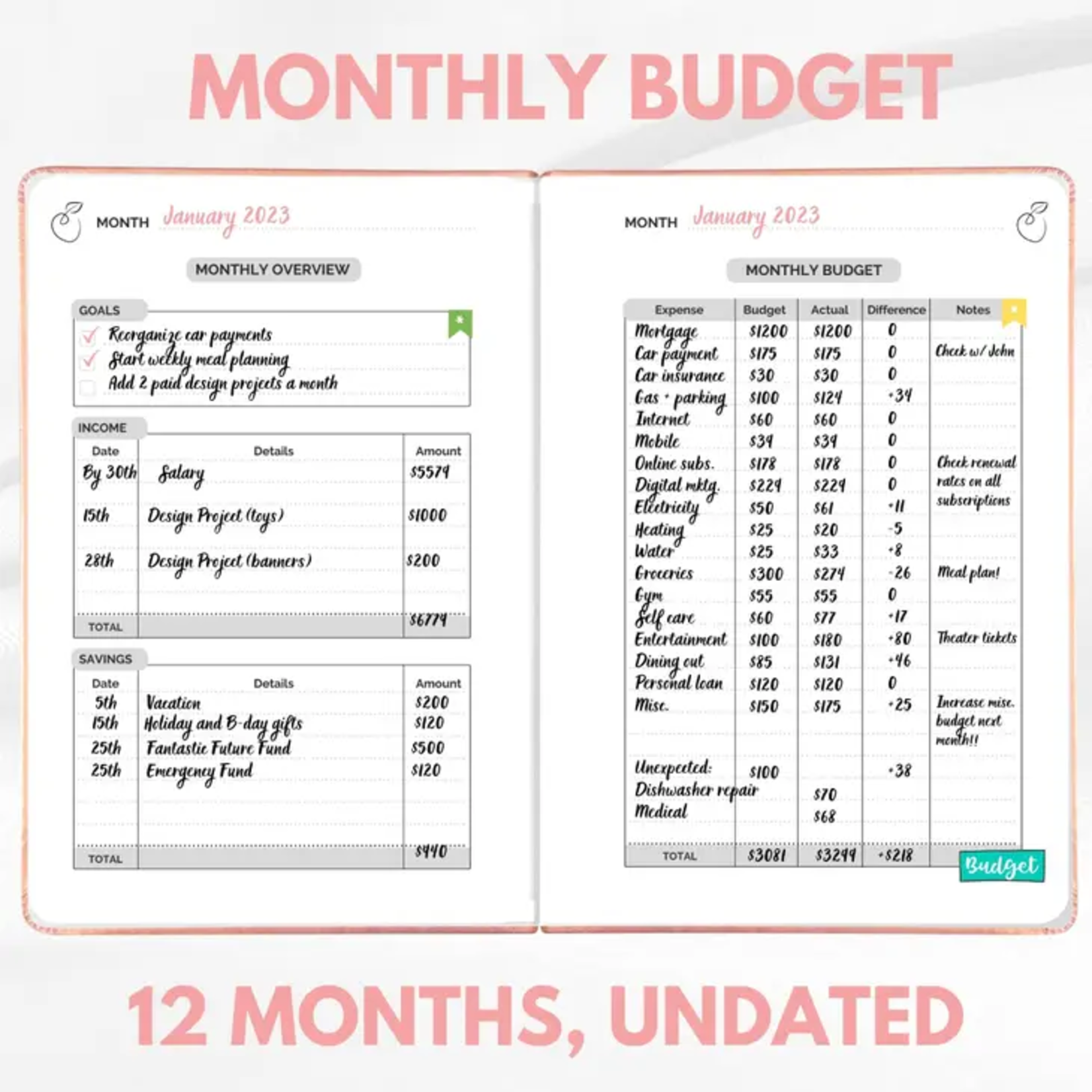 Life & Apples Budget Planner, Black