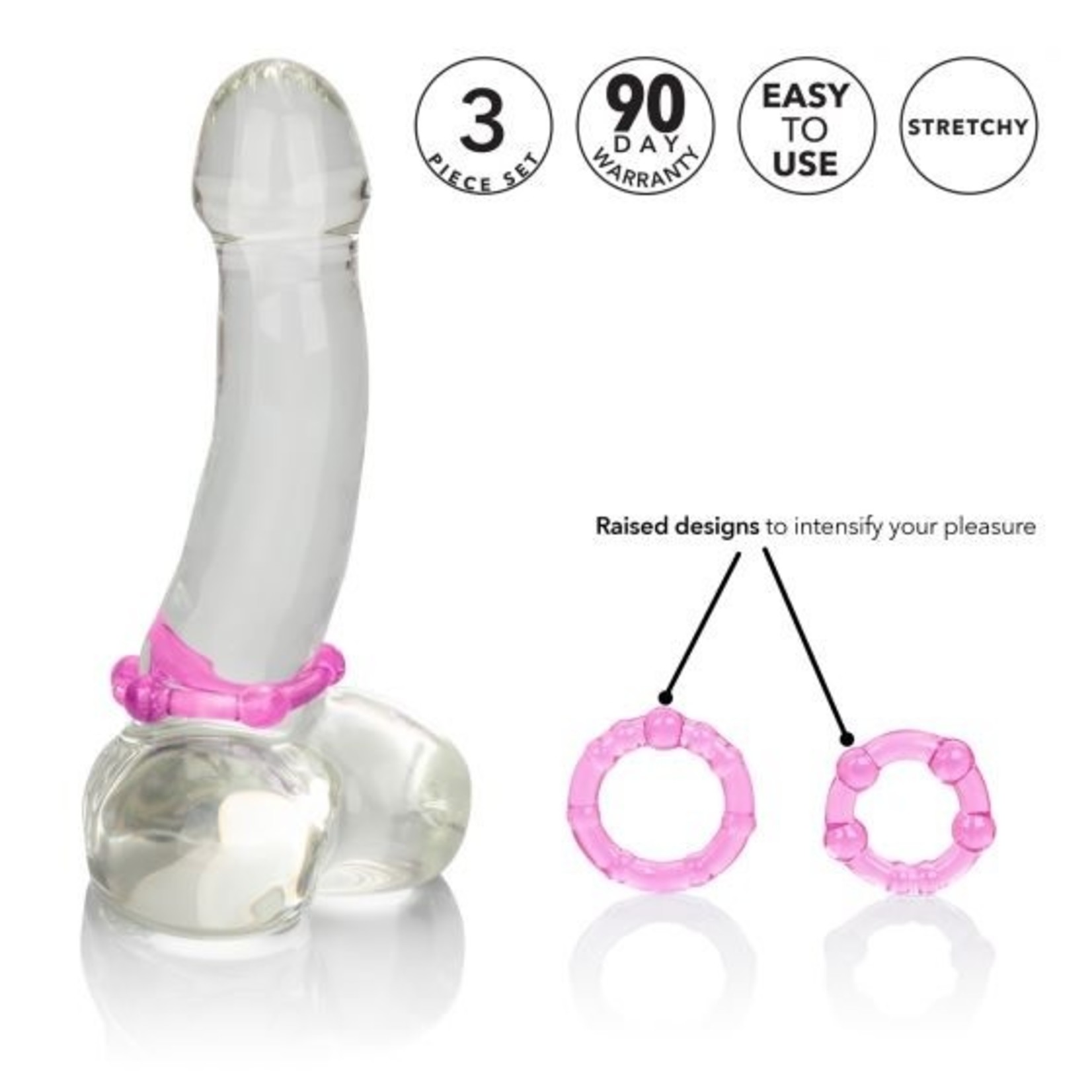 CALEXOTICS SILICONE ISLAND RINGS PINK