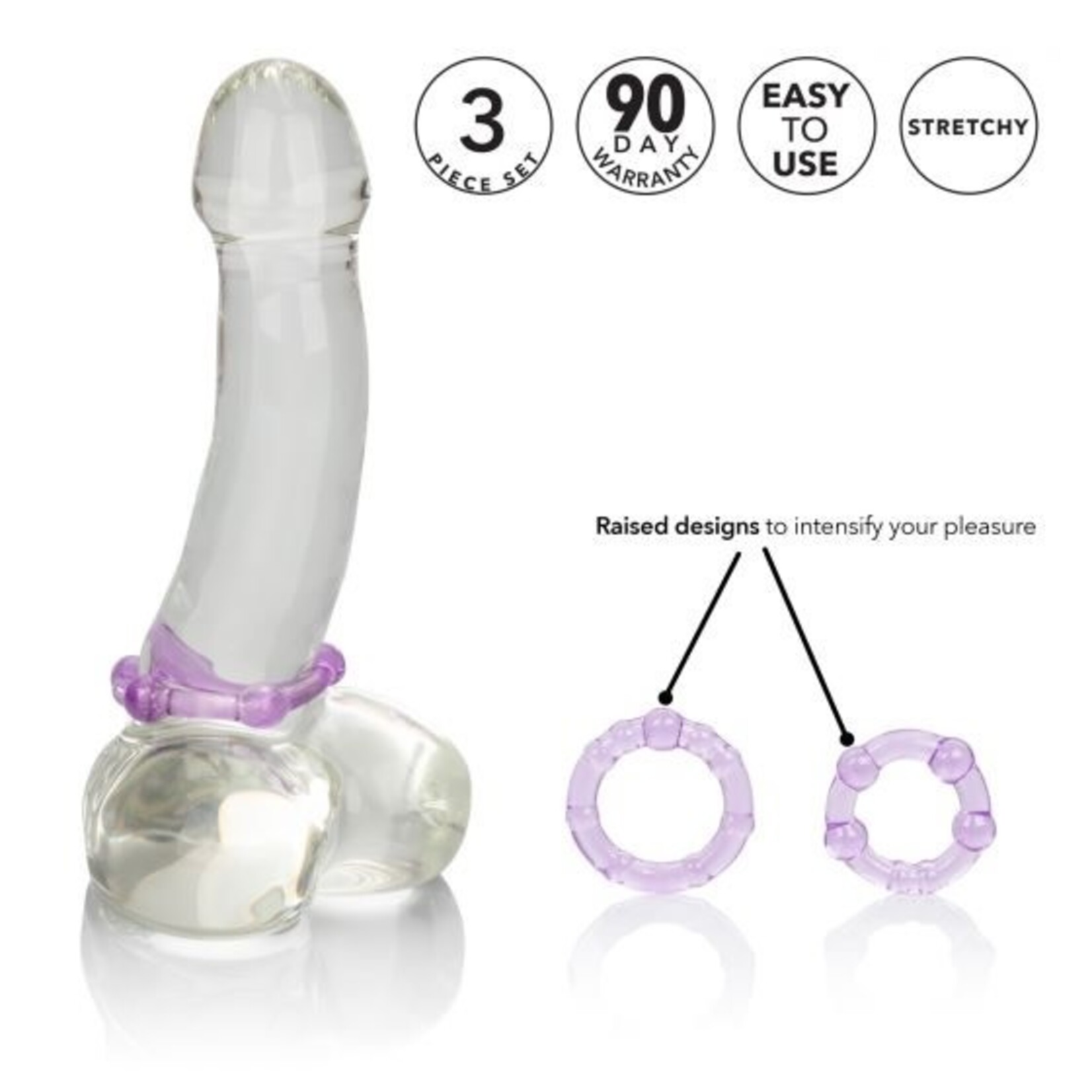 CALEXOTICS SILICONE ISLAND RING 3 PACK PURPLE