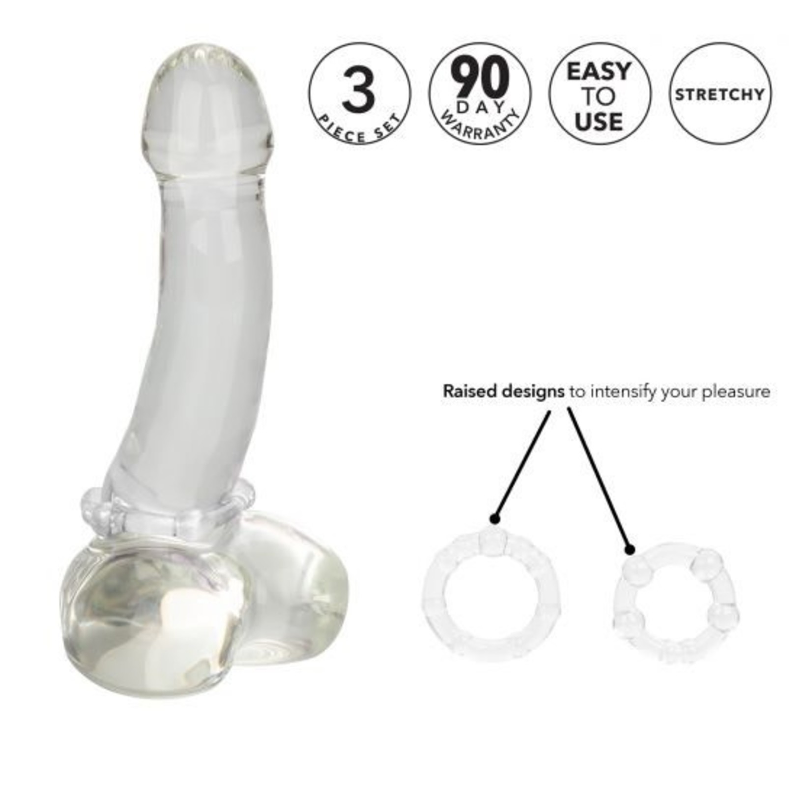 CALEXOTICS SILICONE ISLAND RINGS CLEAR