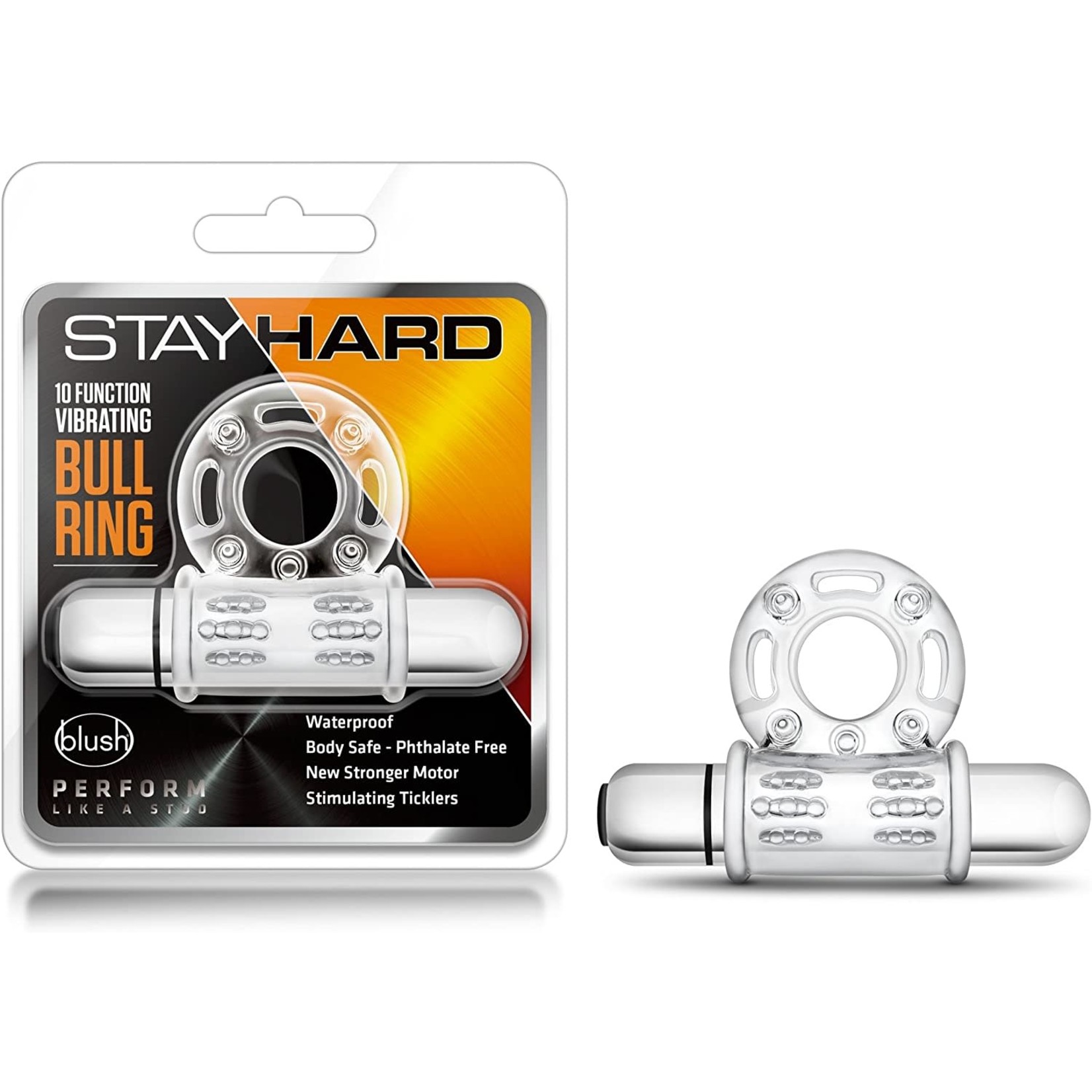 BLUSH BLUSH - STAY HARD - 10 FUNCTION VIBRATING MEGA BULL RING - CLEAR