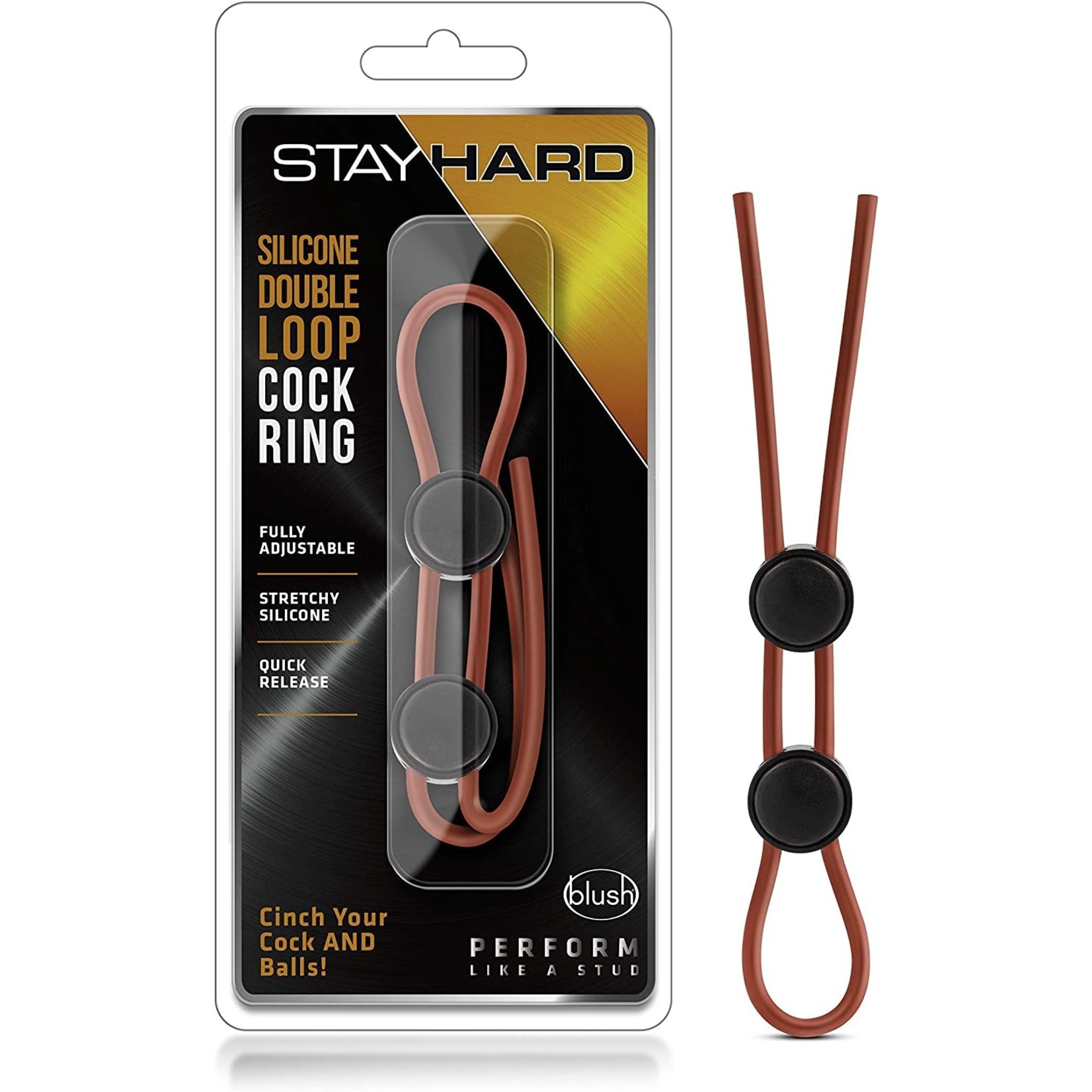 BLUSH BLUSH - STAY HARD - SILICONE DOUBLE LOOP COCK RING - RED