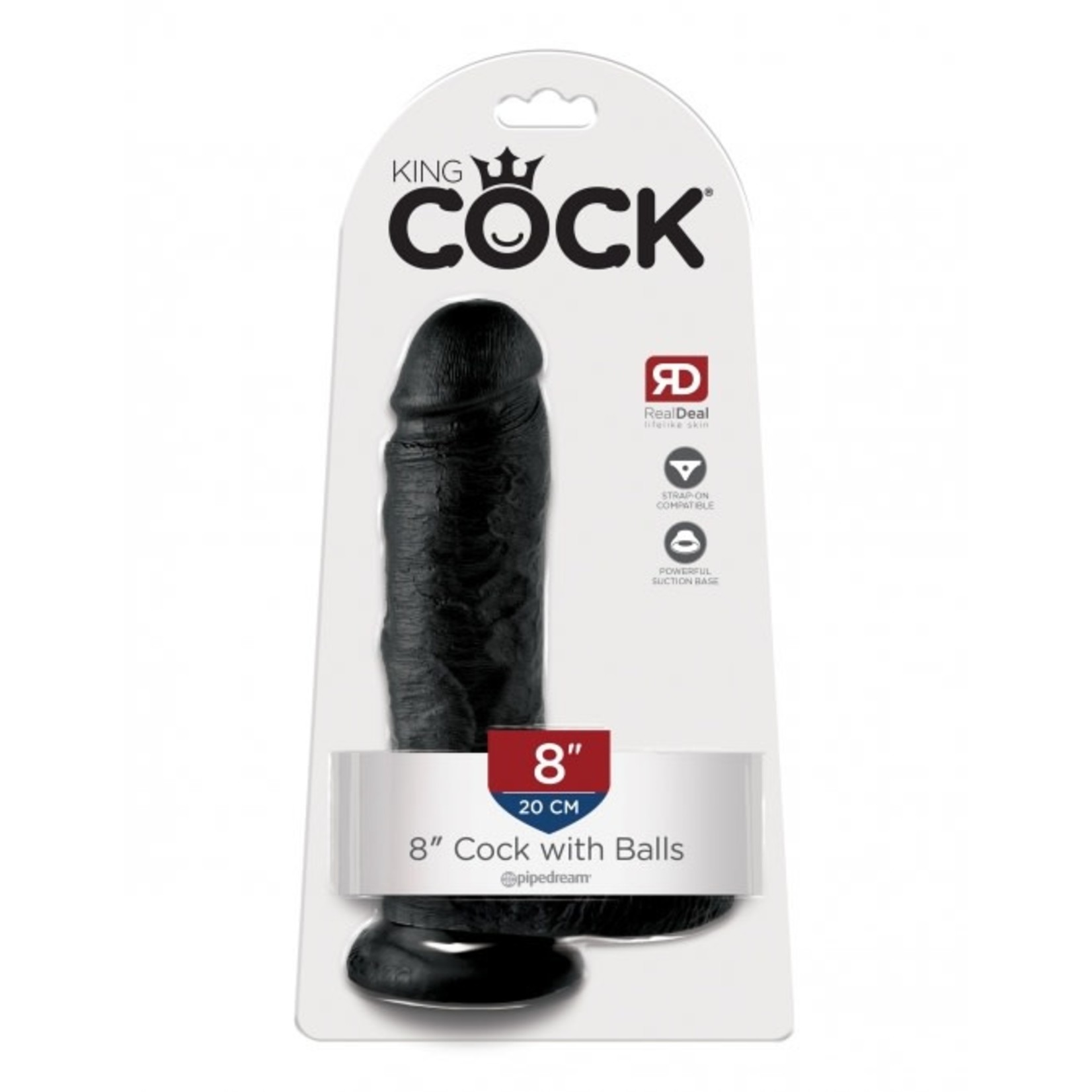 KING COCK KING COCK 8" WITH BALLS BLACK