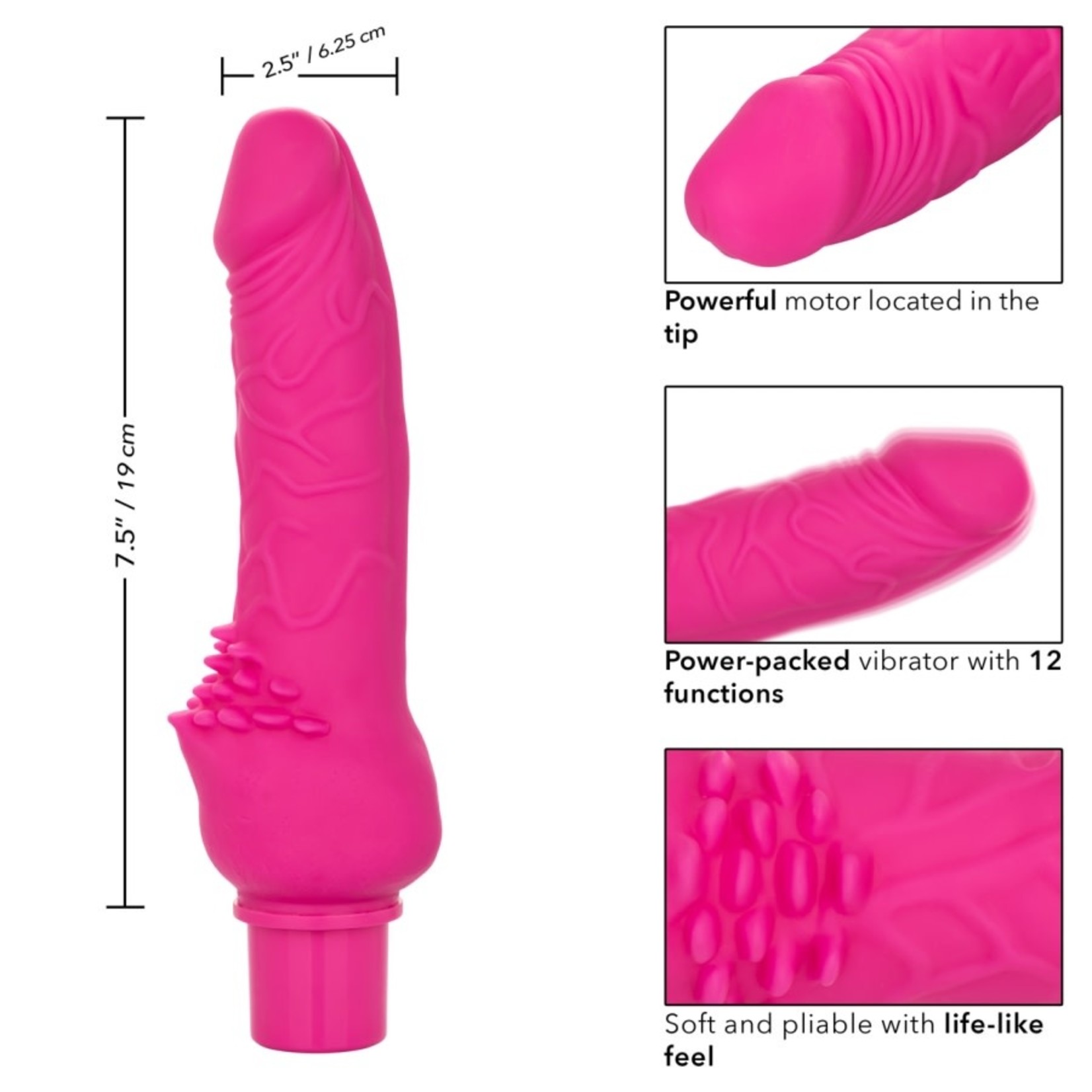 CALEXOTICS RECHARGEABLE POWER STUD CLITERRIFIC - PINK