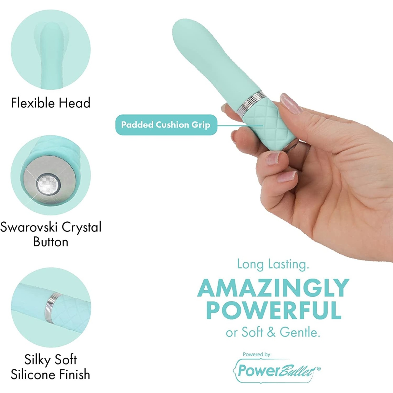 PILLOW TALK FLIRTY MINI MASSAGER TEAL