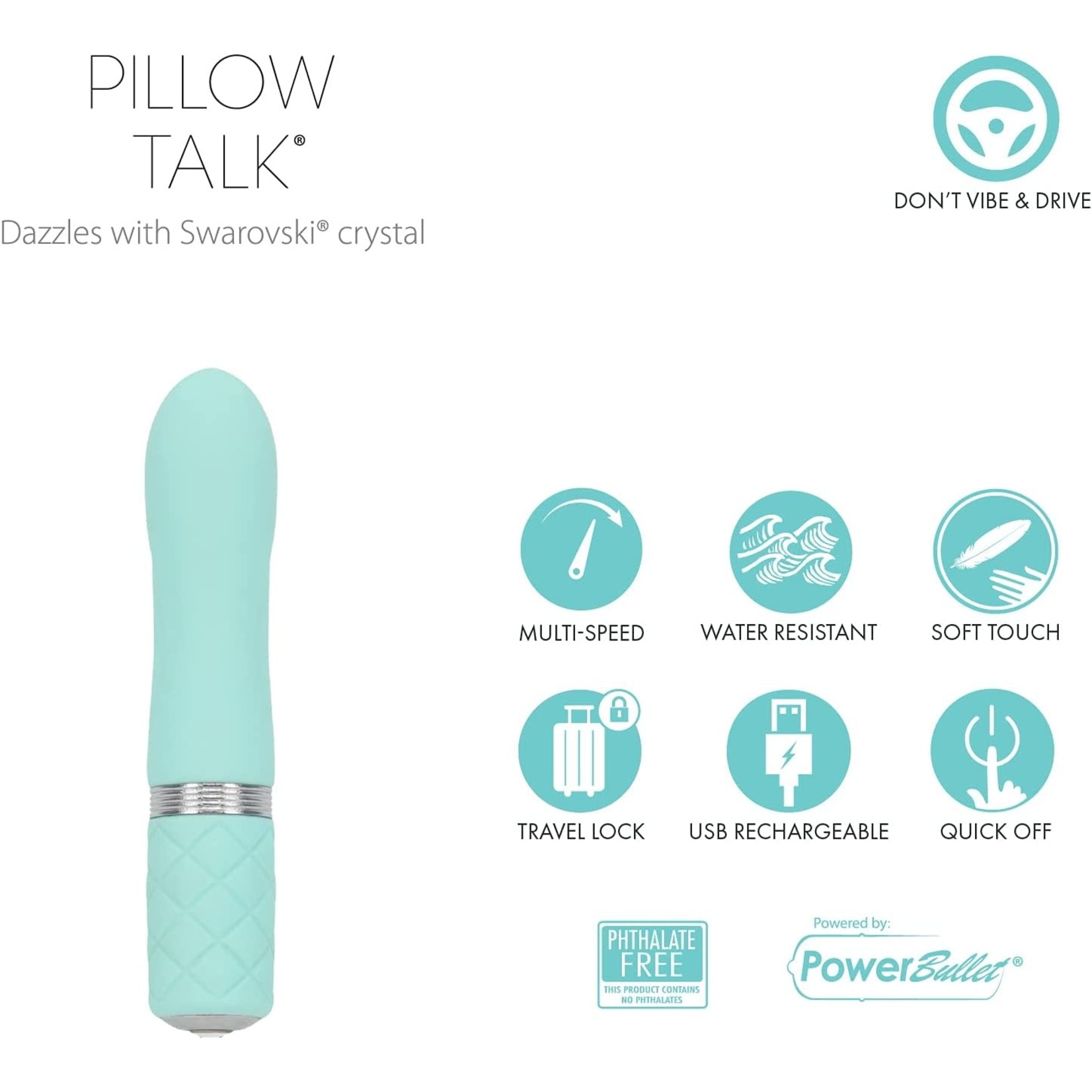 PILLOW TALK FLIRTY MINI MASSAGER TEAL