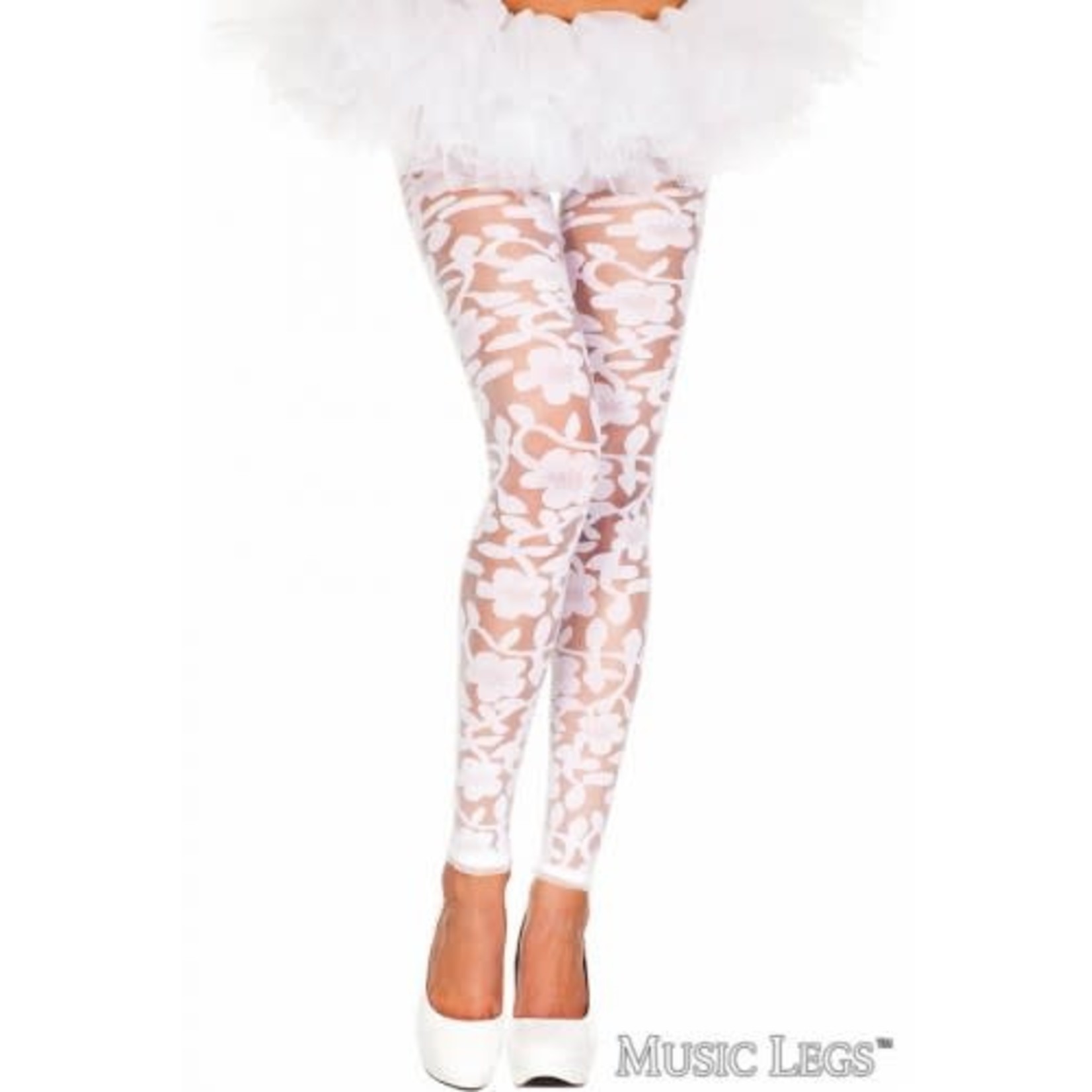 MUSIC LEGS MUSIC LEGS FLORAL LEGGINGS WHITE O/S