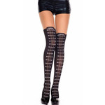 MUSIC LEGS MUSIC LEGS FAUX LACE UP DESIGN BLACK WITH BEIGE OS