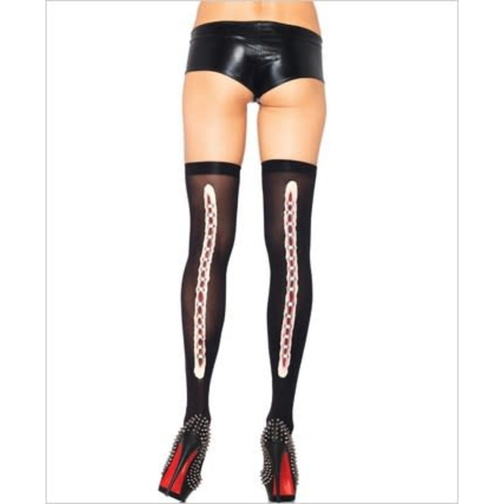 LEG AVENUE LEG AVENUE THIGH HIGHS W/STAPLED WOUND BACK OS BLACK