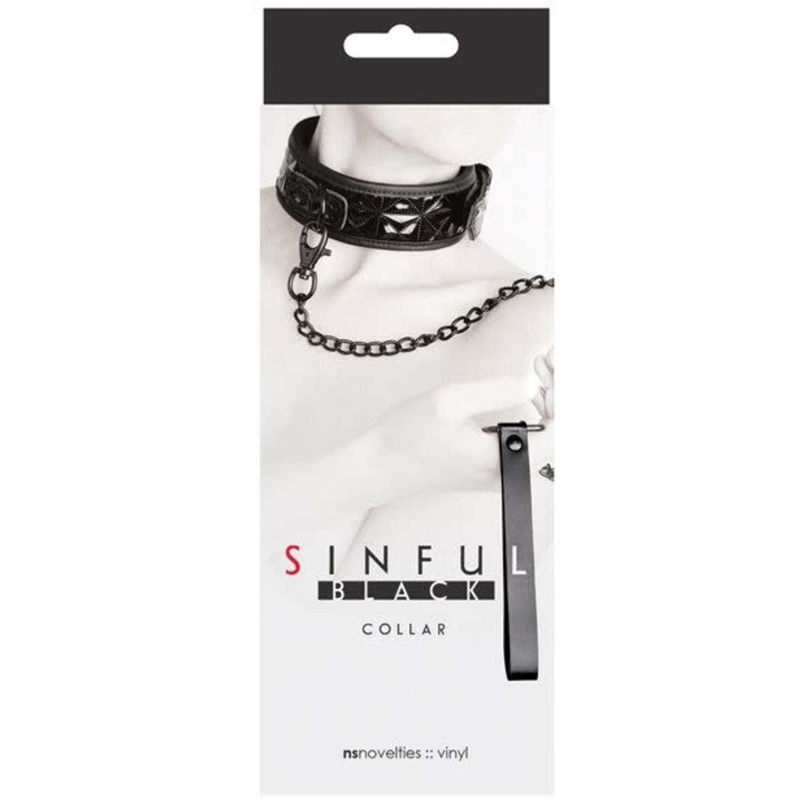 SINFUL COLLAR WITH LEASH BLACK