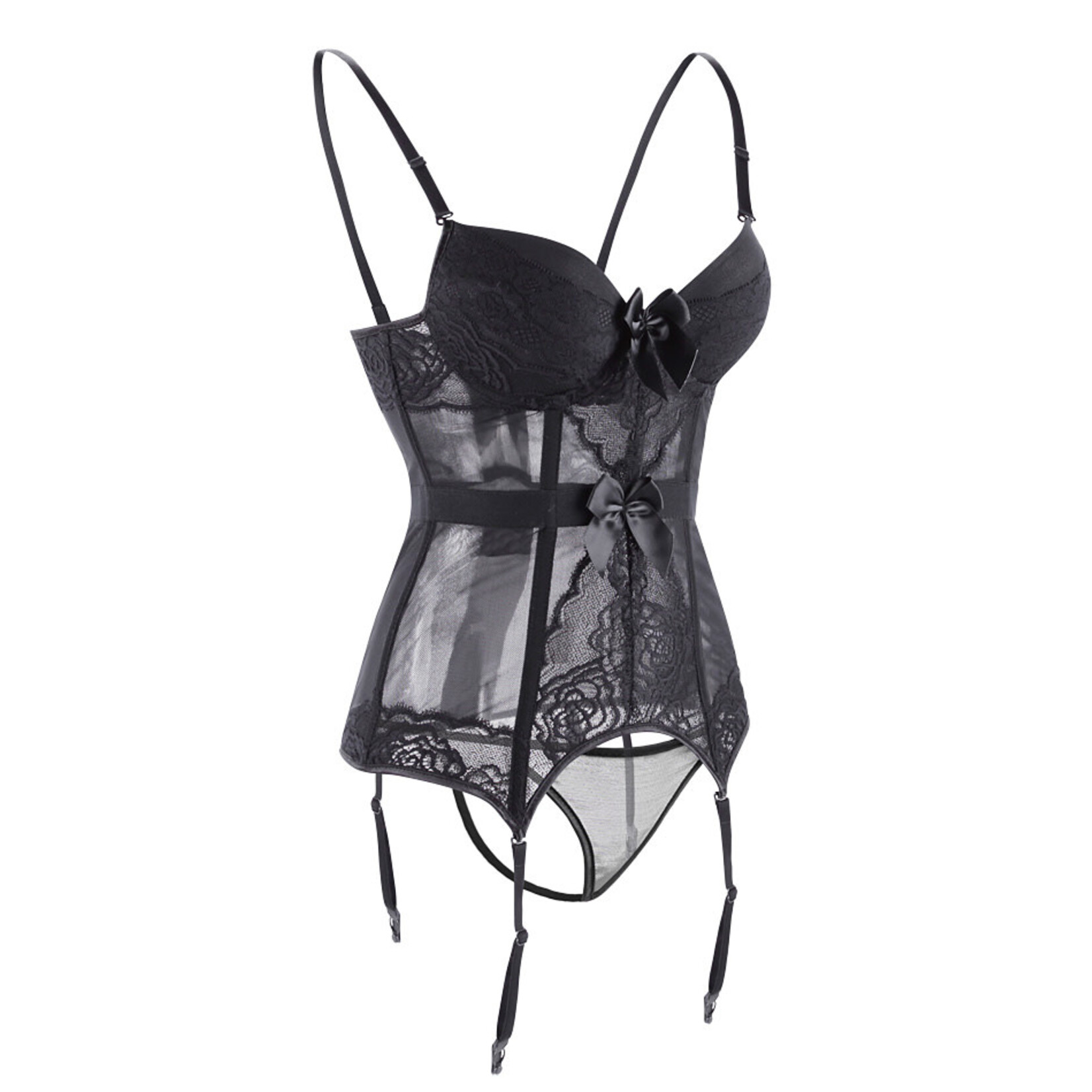 MESH BUSTIER TOP SET BLACK SMALL