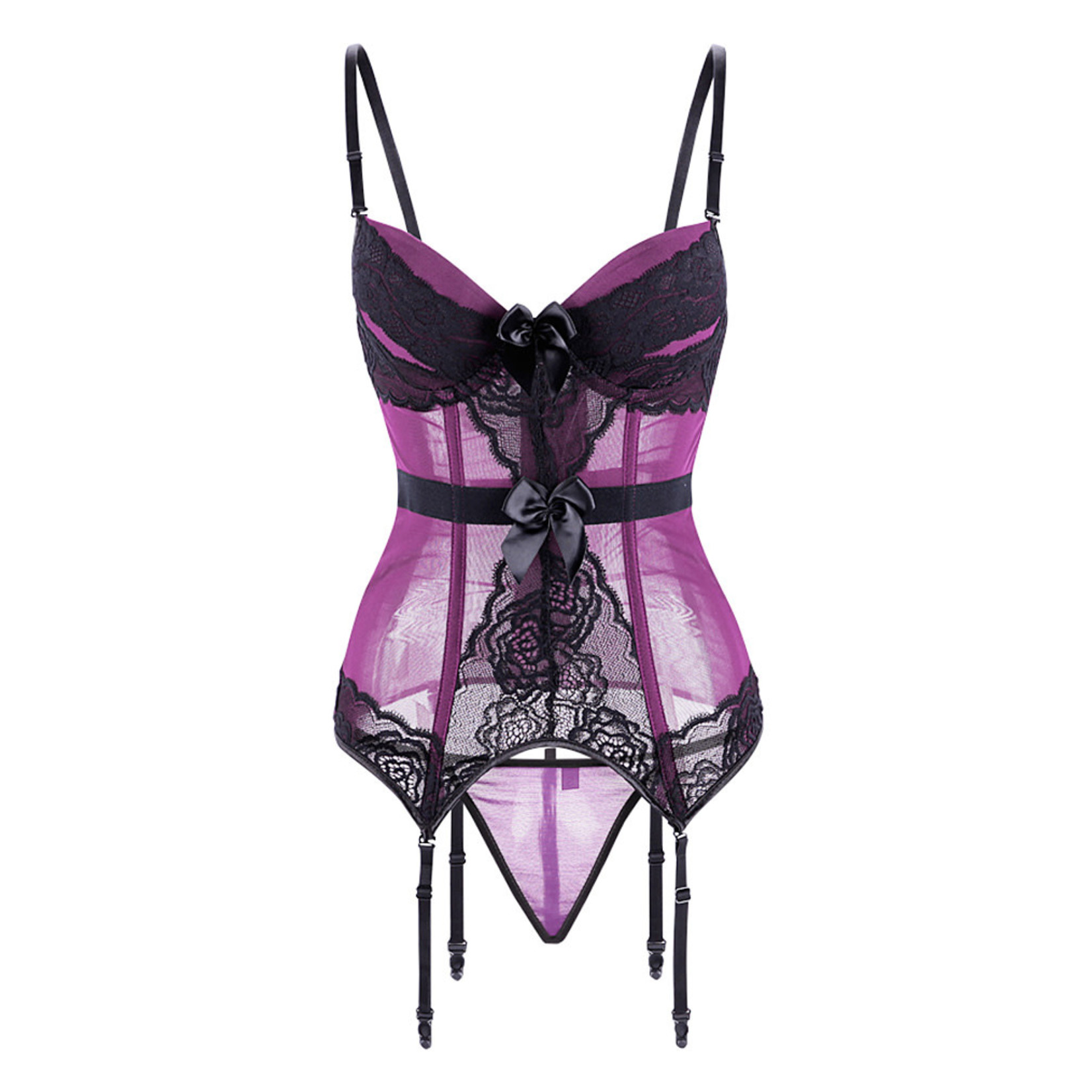 MESH BUSTIER TOP SET PURPLE MEDIUM