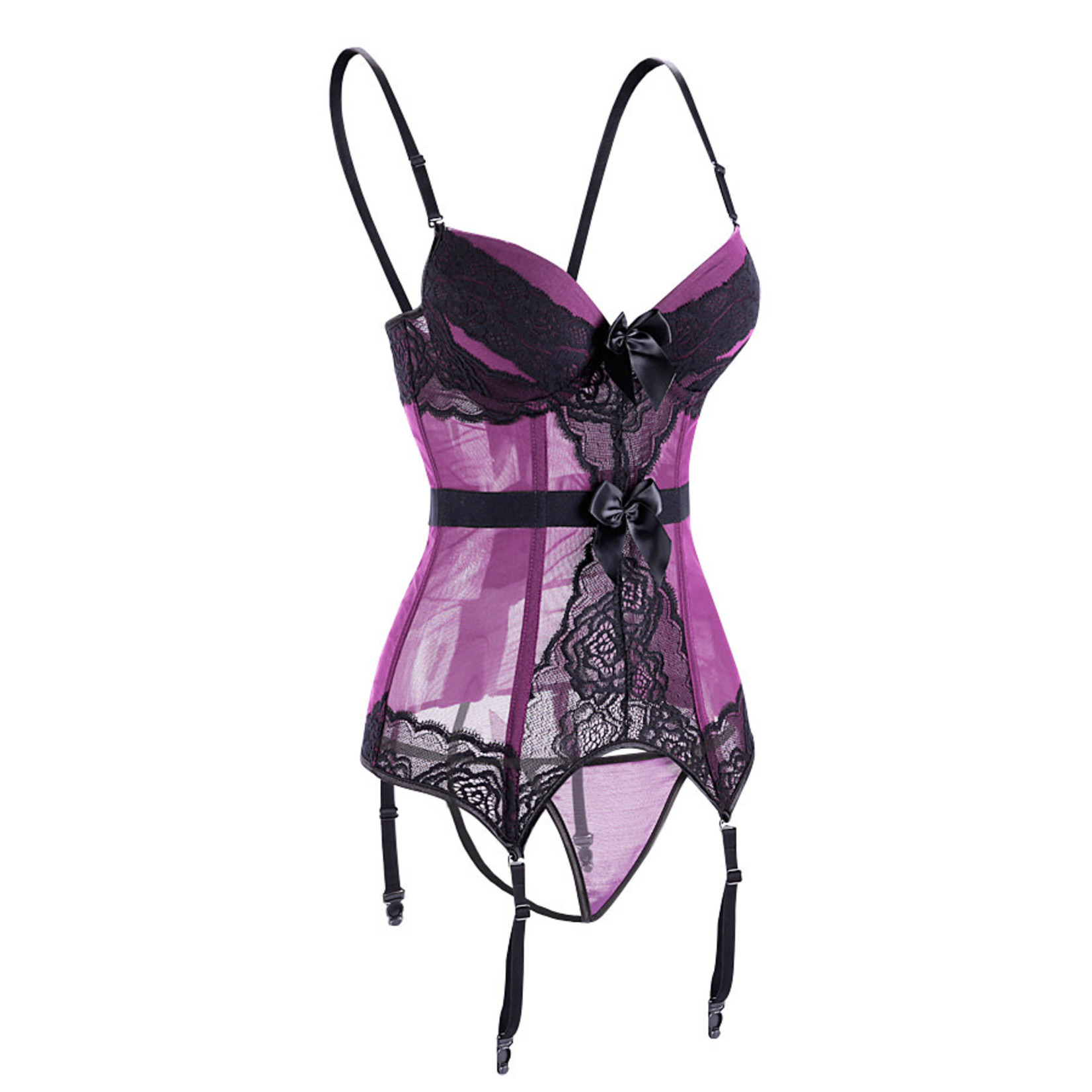 MESH BUSTIER TOP SET PURPLE MEDIUM