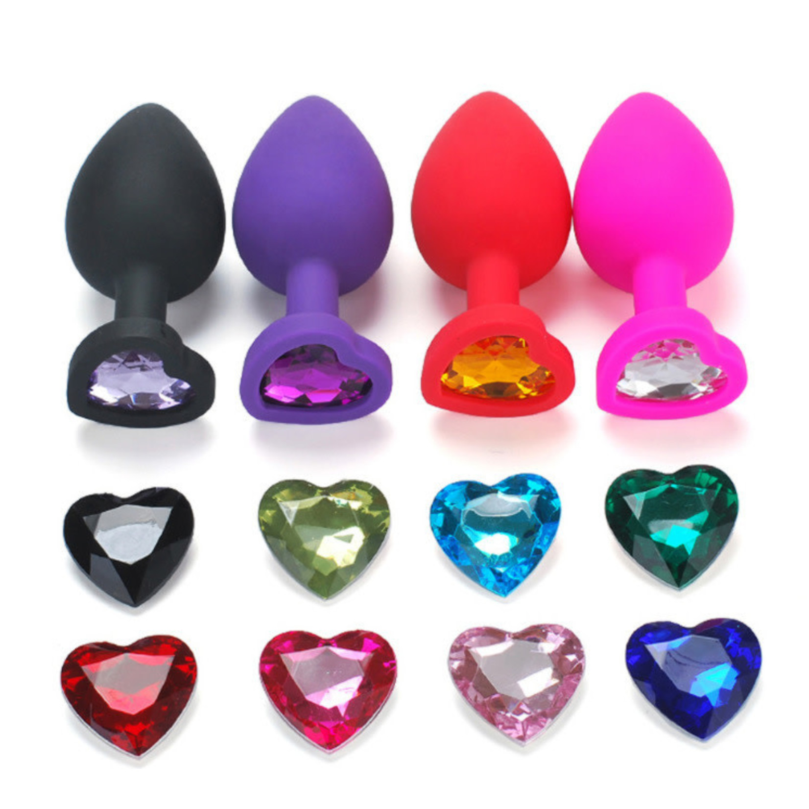 SILICONE HEART JEWEL ANAL PLUG SMALL