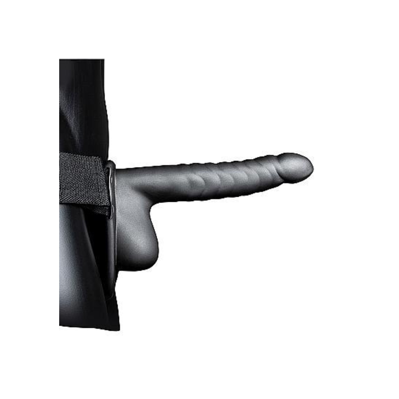 OUCH! OUCH! RIBBED 8 INCH HOLLOW BALLSY STRAP-ON