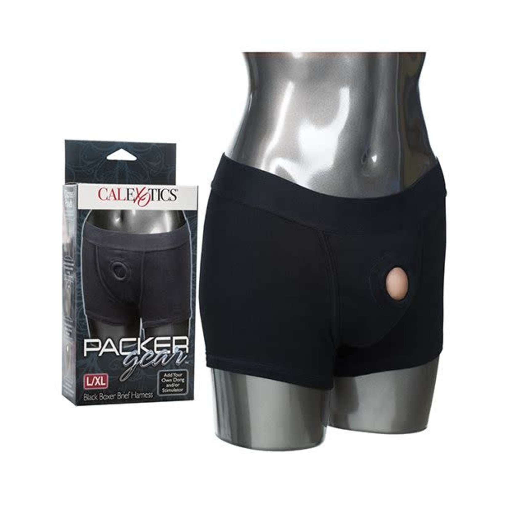 CALEXOTICS PACKER GEAR BLACK BOXER BRIEF HARNESS - L/XL