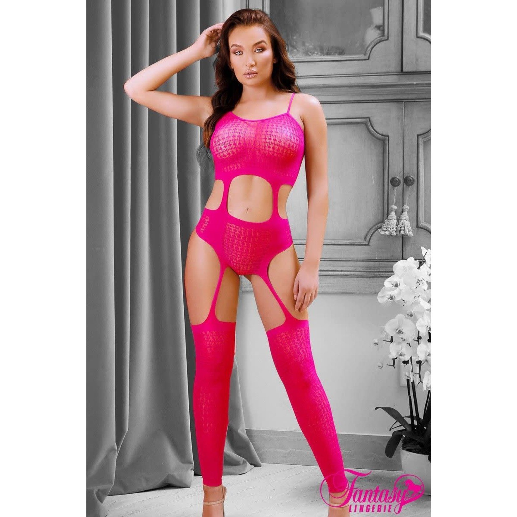 FANTASY LINGERIE FANTASY LINGERIE - CUTOUT BODYSTOCKING BERRY O/S