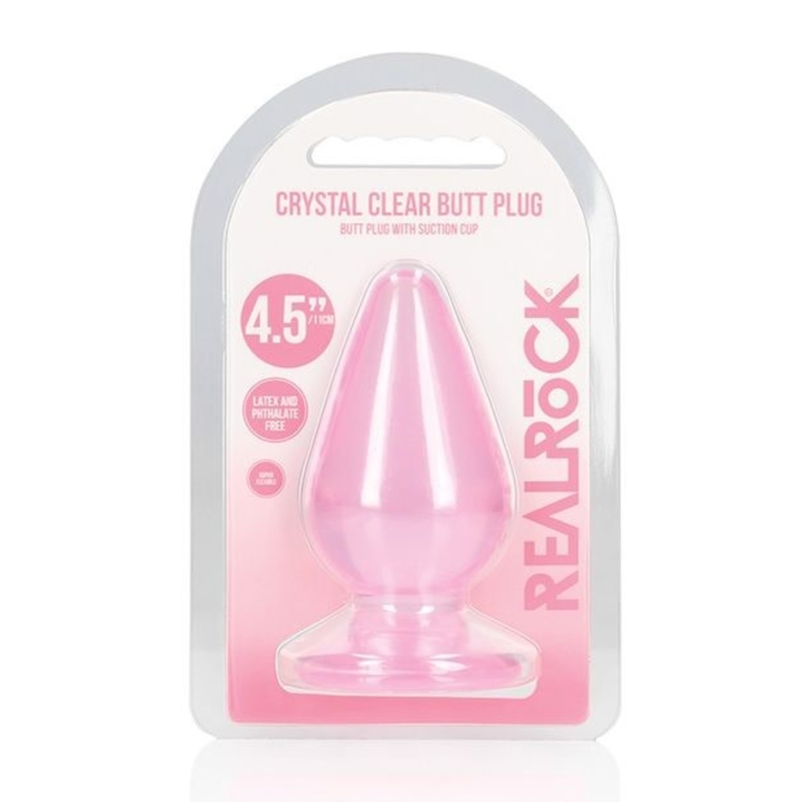 SHOTS REALROCK CRYSTAL CLEAR JELLY 3.5 INCH BUTT PLUG