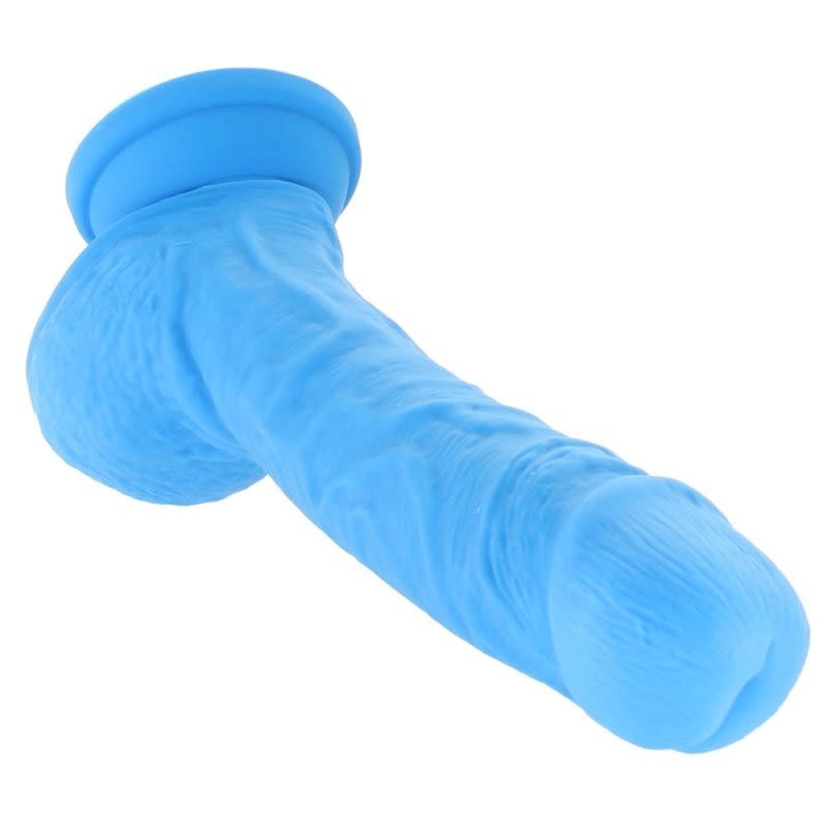 BLUSH BLUSH - NEO ELITE - 9 INCH SILICONE DUAL DENSITY COCK WITH BALLS - NEON BLUE