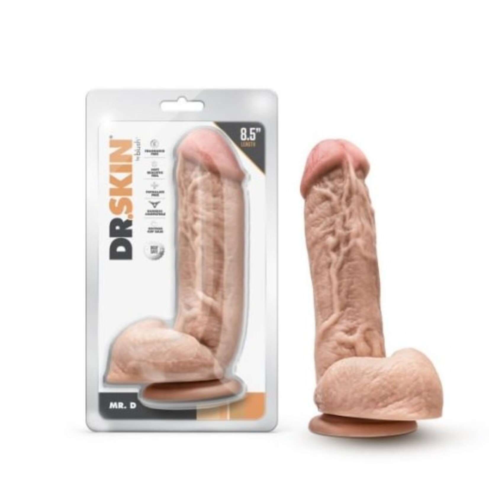 DR. SKIN BLUSH - DR. SKIN - MR. D - 8.5 INCH DILDO WITH BALLS - BEIGE