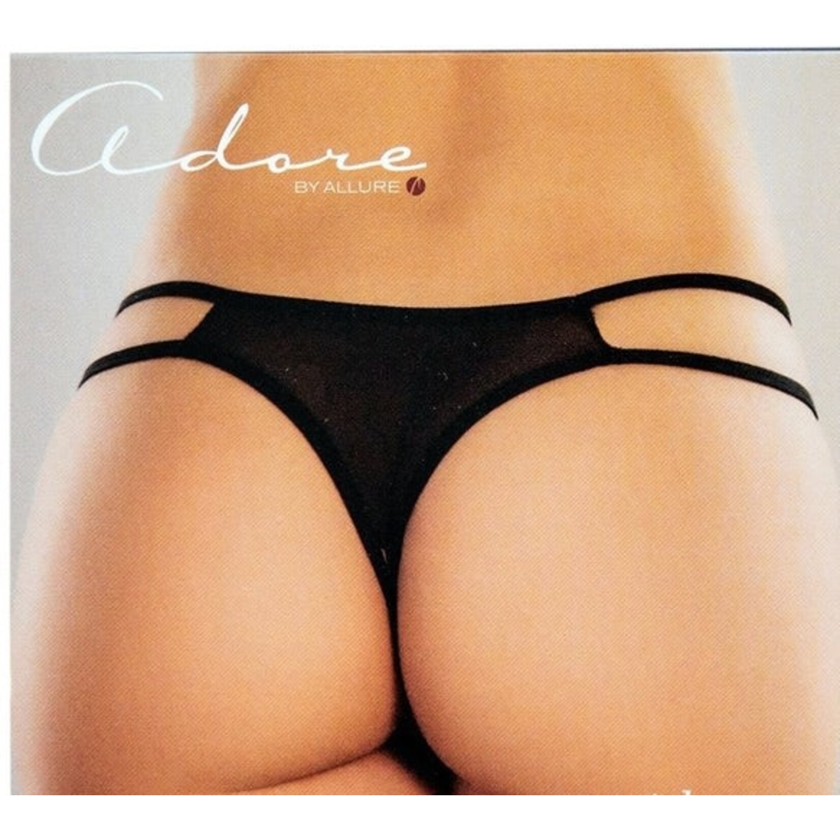 ALLURE ALLURE ADORE - CROTCHLESS SCALLOPED LACE HONEY PANTY - BLACK