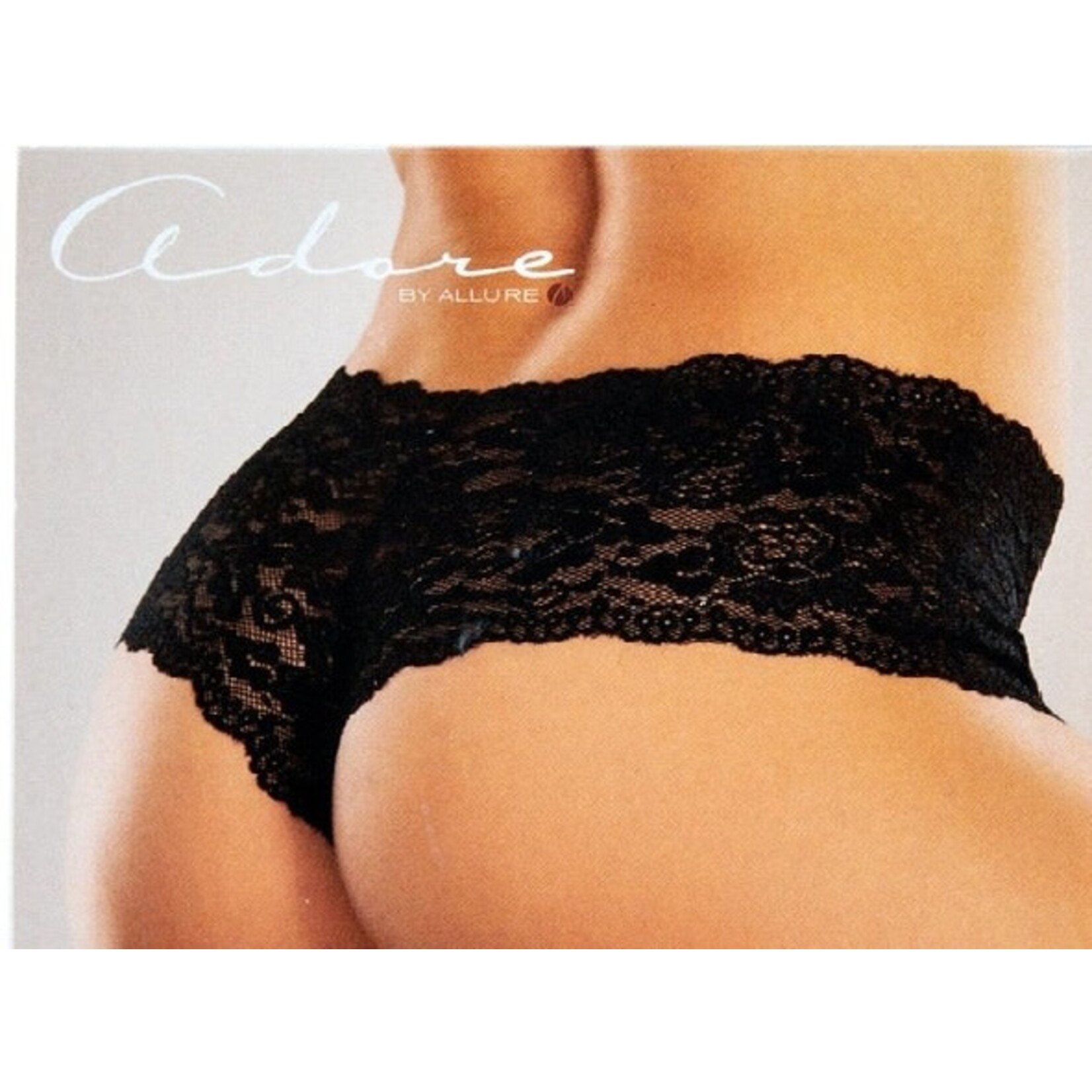 ALLURE ALLURE ADORE - CROTCHLESS LACE BOOTY SHORTS/ PANTIES - BLACK