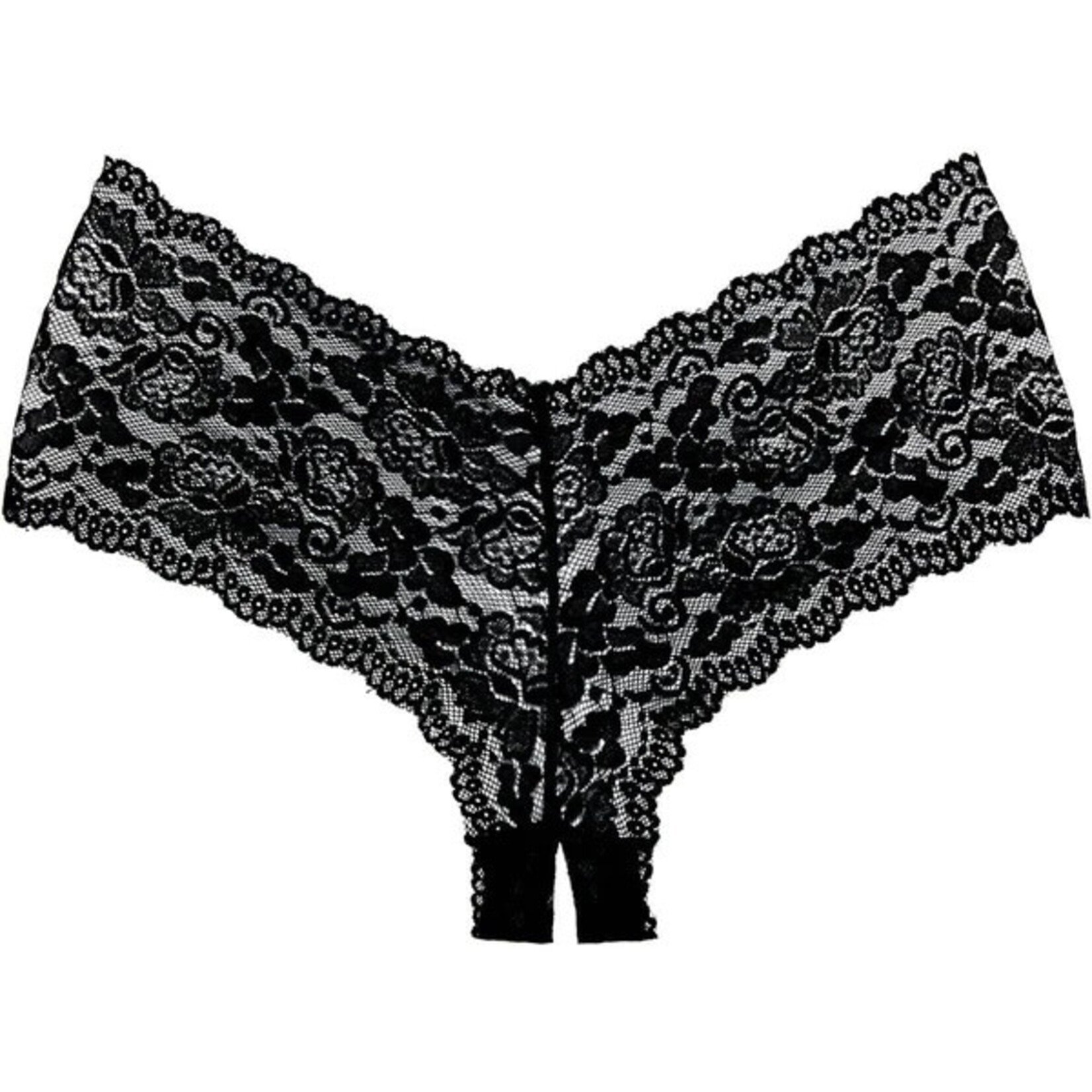 ALLURE ALLURE ADORE - CROTCHLESS LACE BOOTY SHORTS/ PANTIES - BLACK