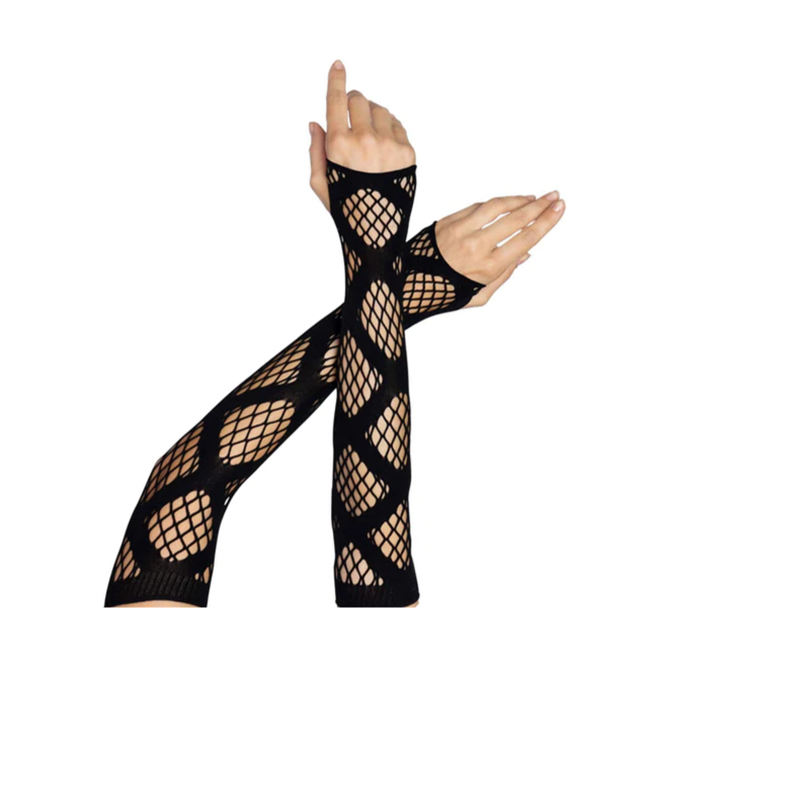 LEG AVENUE LEG AVENUE - FAUX WRAP INDUSTRIAL NET ARM WARMERS - BLACK - OS