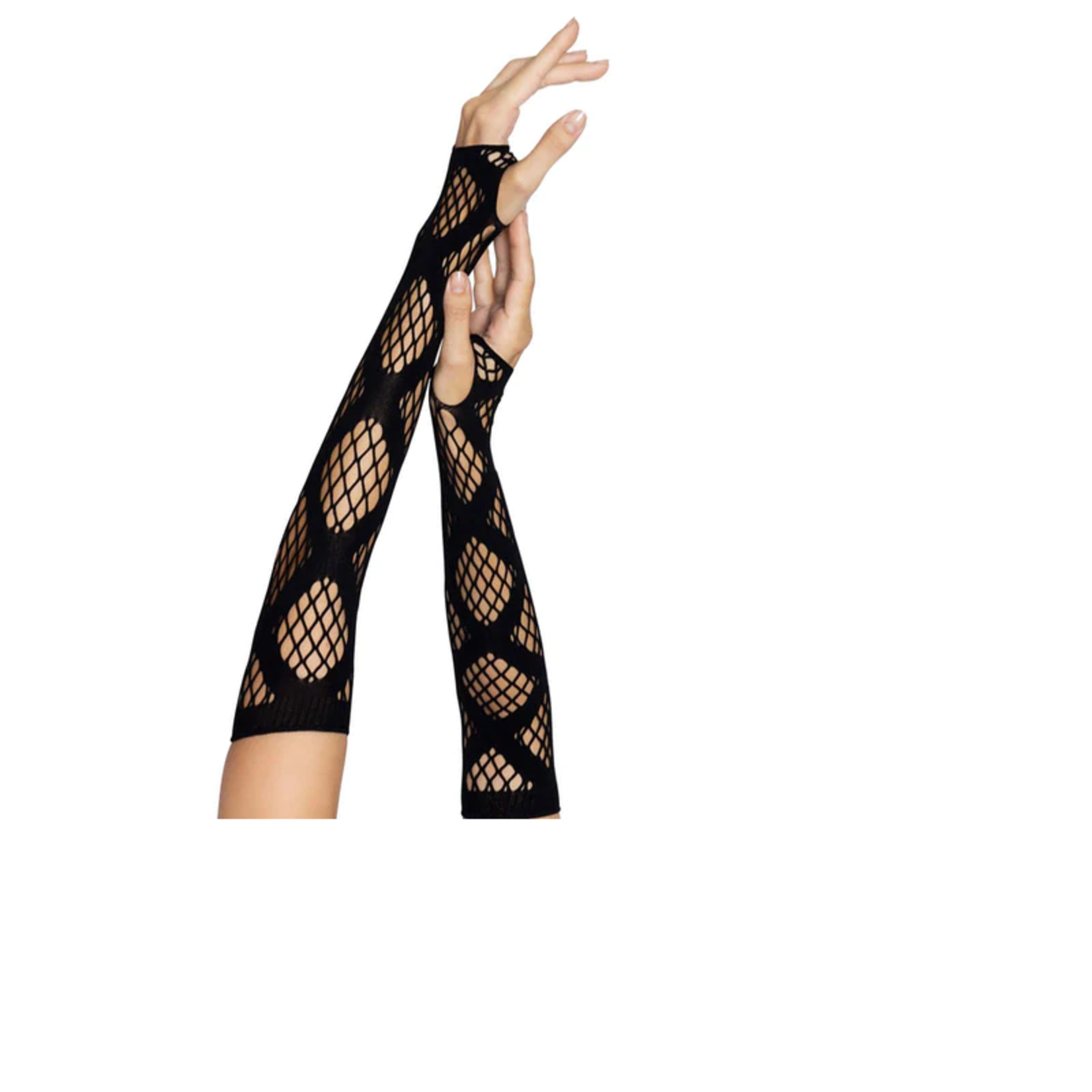 LEG AVENUE LEG AVENUE - FAUX WRAP INDUSTRIAL NET ARM WARMERS - BLACK - OS