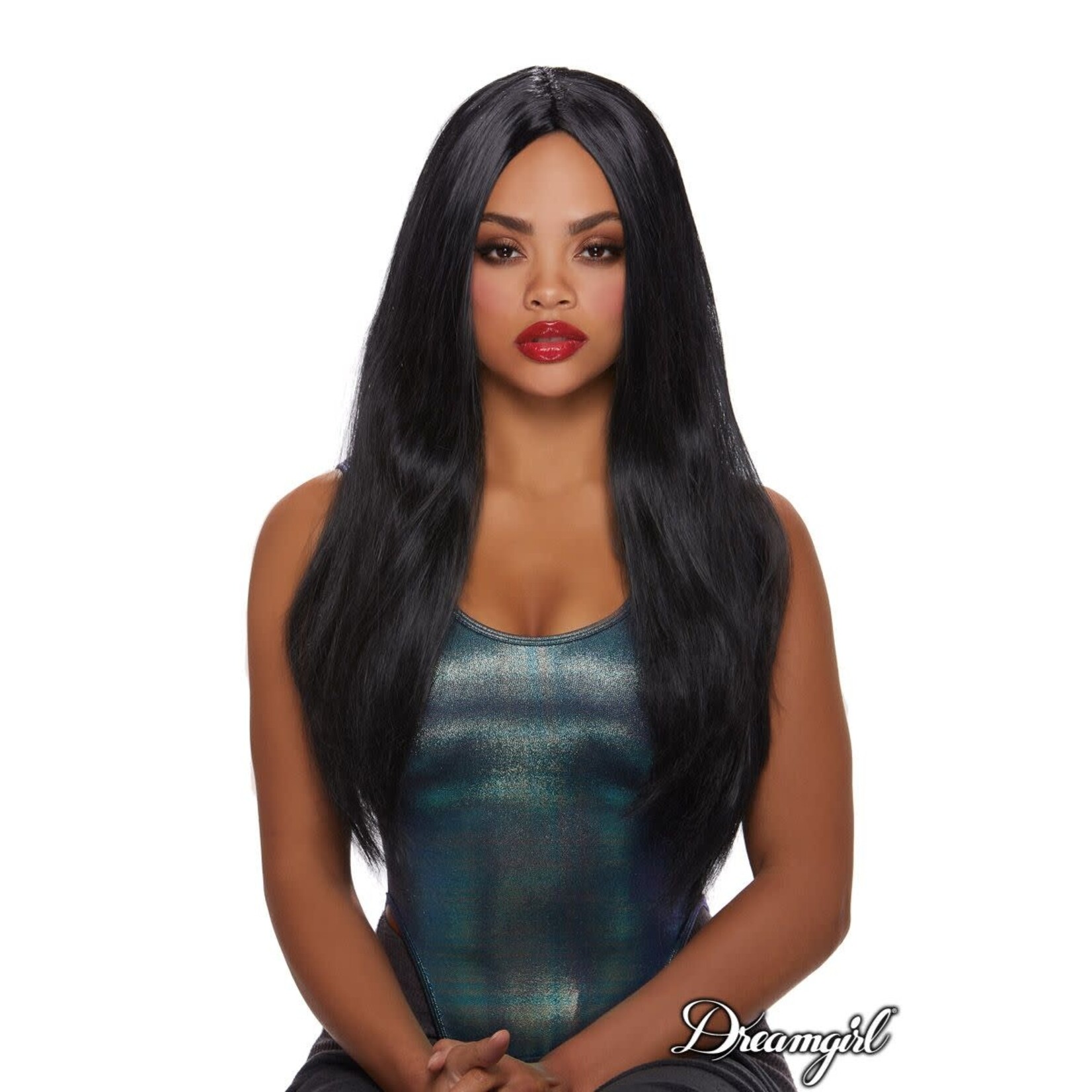 DREAMGIRL LINGERIE DREAMGIRL -  LONG STRAIGHT WIG BLACK O/S