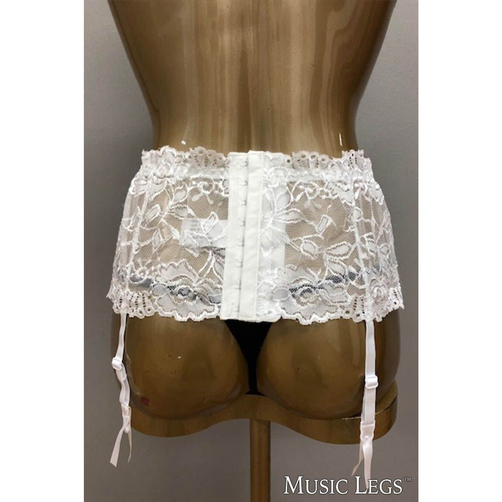 MUSIC LEGS MUSIC LEGS -  LACE GARTERBELT WHITE O/S