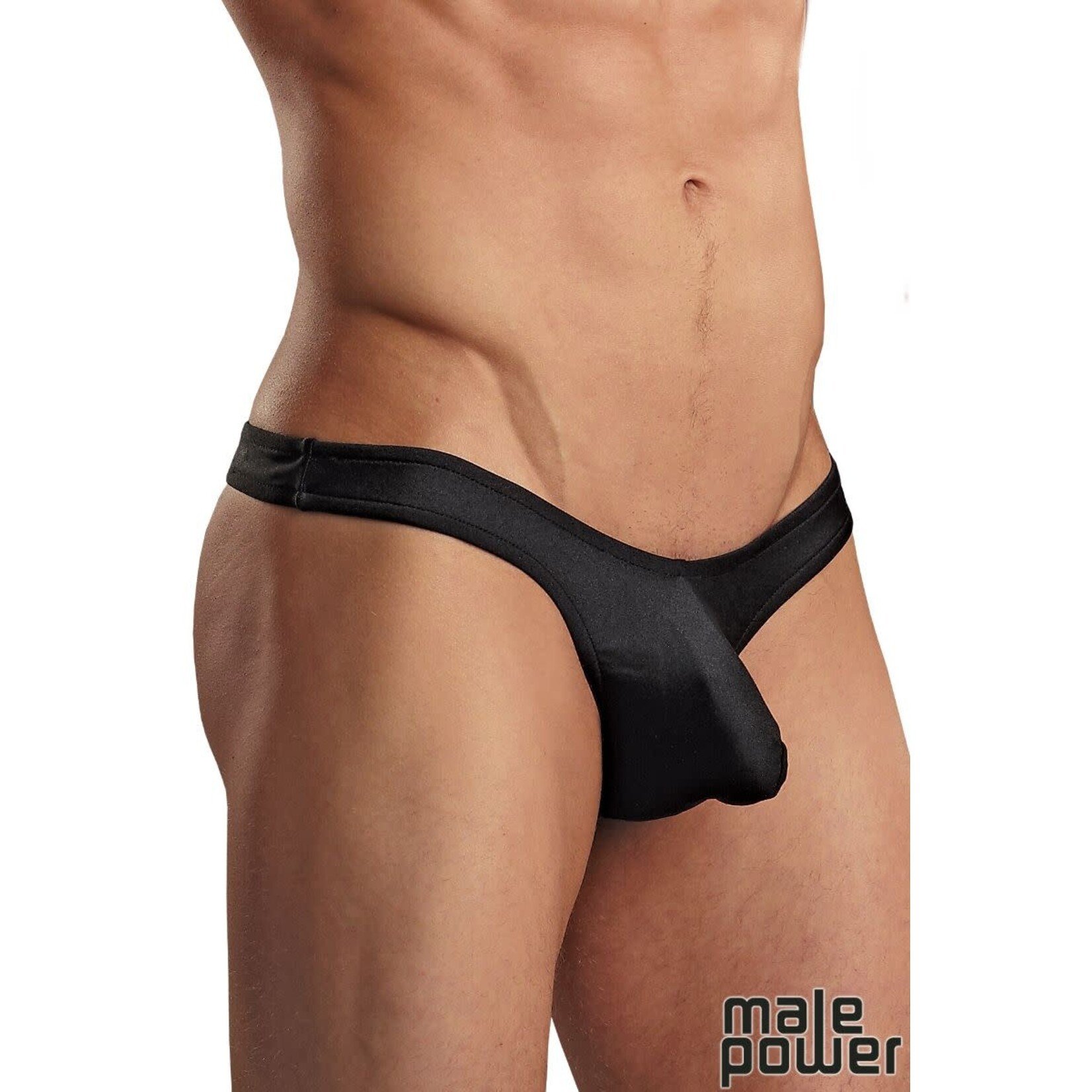 MALE POWER MALE POWER -  EURO MALE SPANDEX MINI POUCH THONG BLACK L/XL